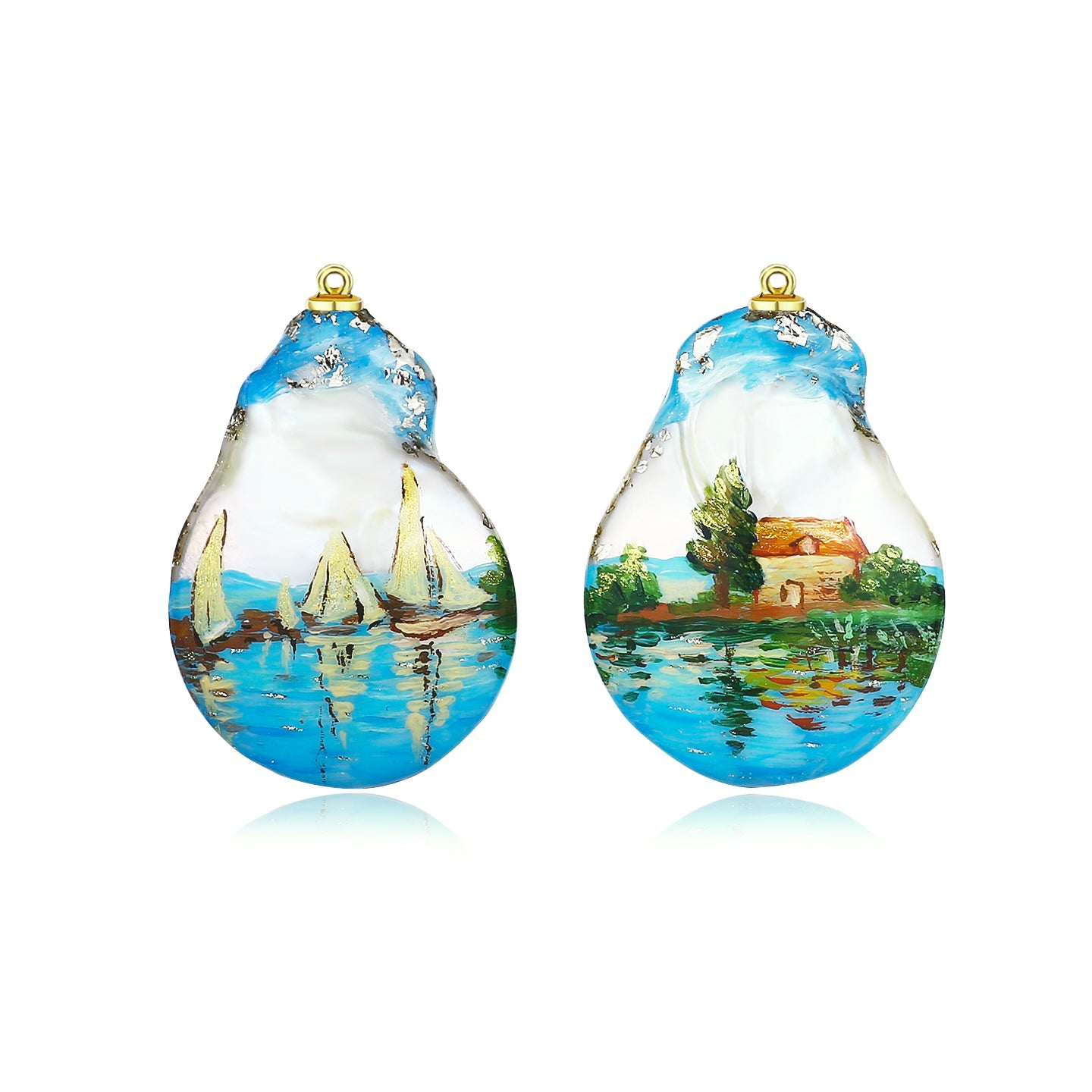 Hand-Painted Regattas at Argenteuil Baroque Pearl Enhancers