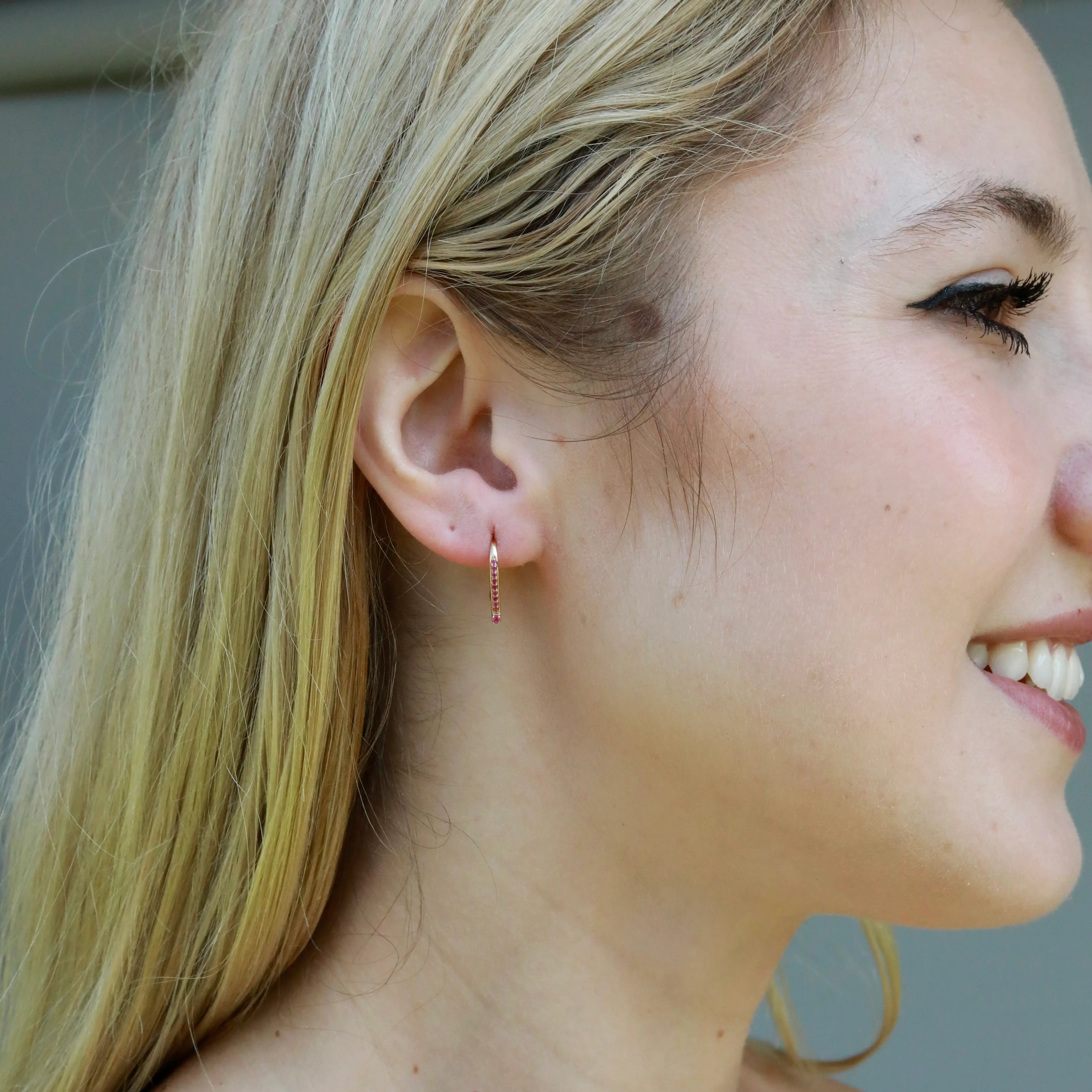 Natural Pink Sapphire Convertible Hook Earrings 14k Yellow Gold