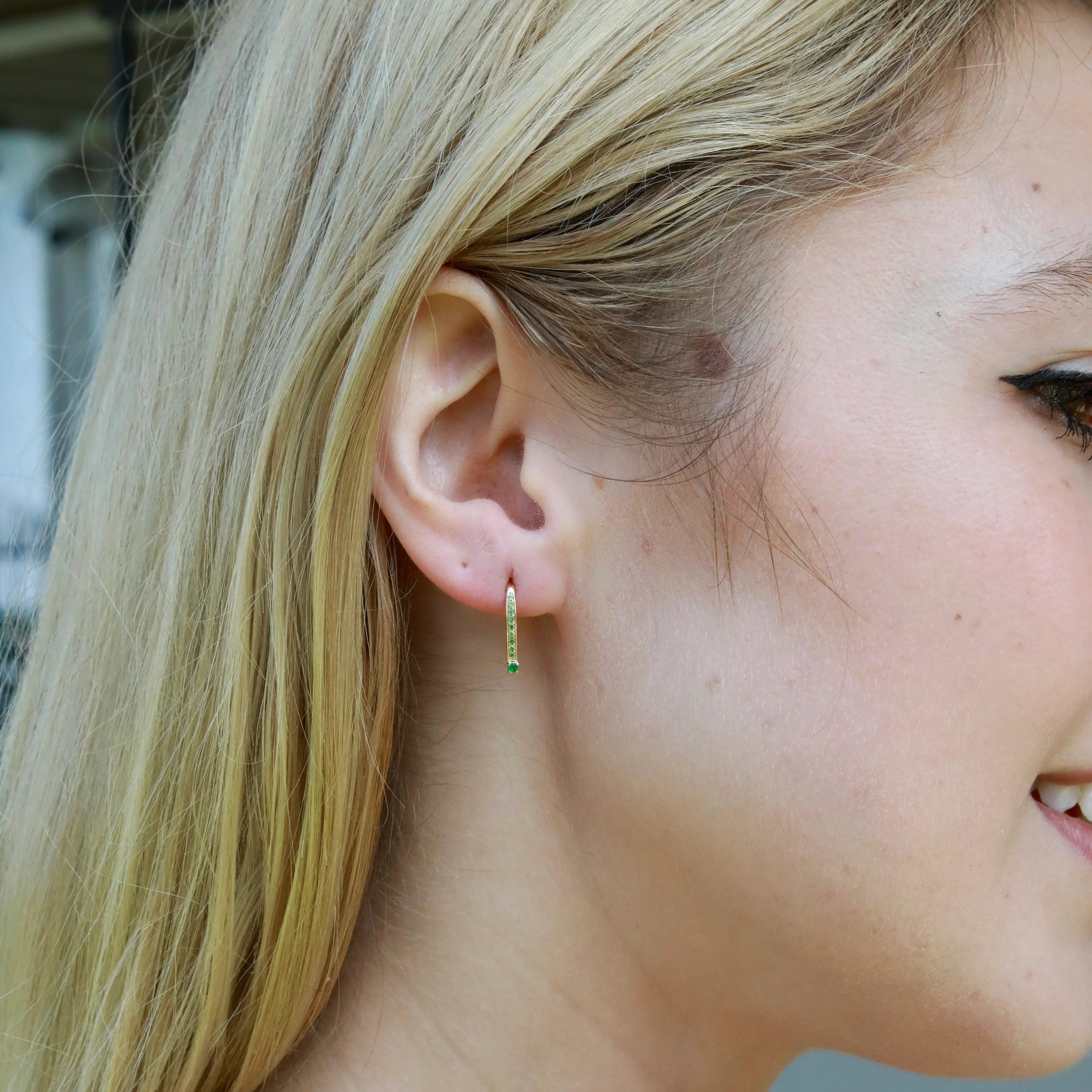 Natural Green Tsavorite Convertible Hook Earrings 14k Solid Yellow Gold