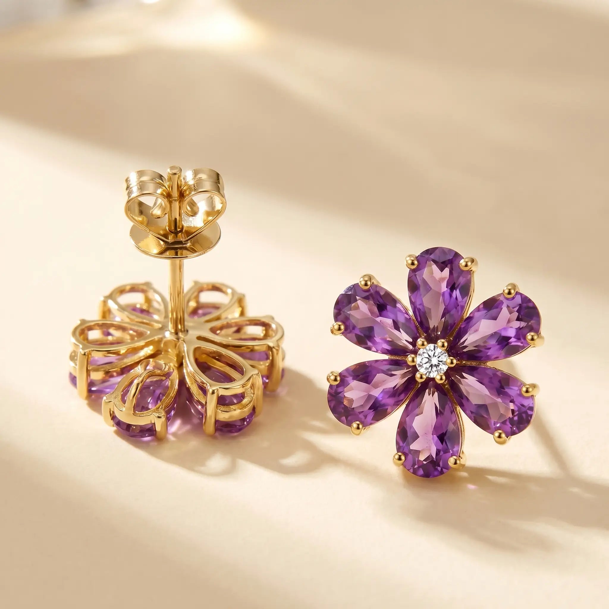 Flora Amethyst Diamond Earrings