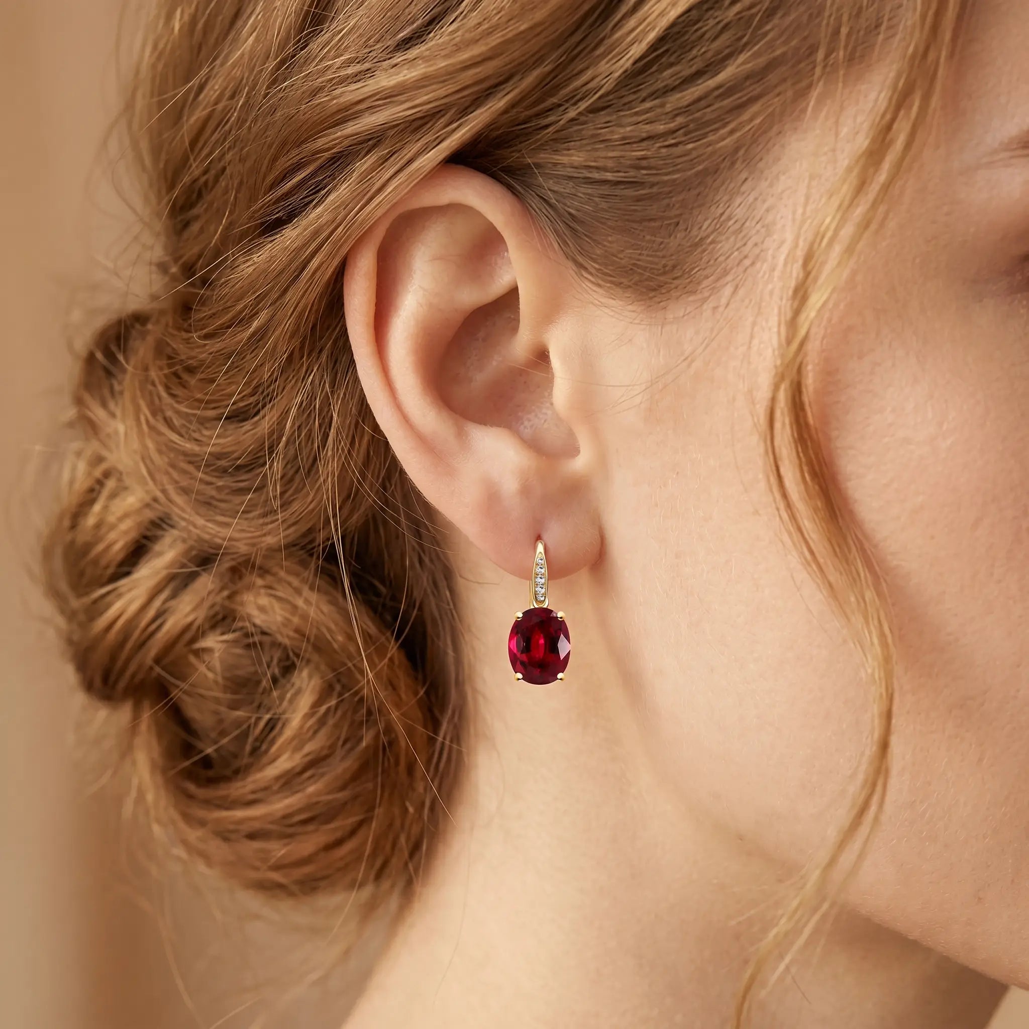 Radiant Oval Garnet Diamond Drop Earrings