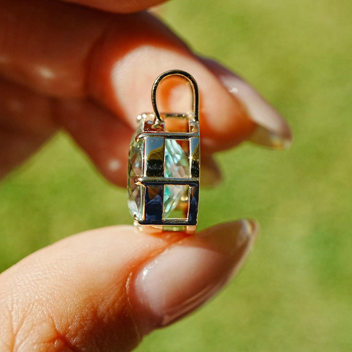 14k yellow gold Vivid Aura 14.55ct Natural Prasiolite Charm (One-of-a-Kind)