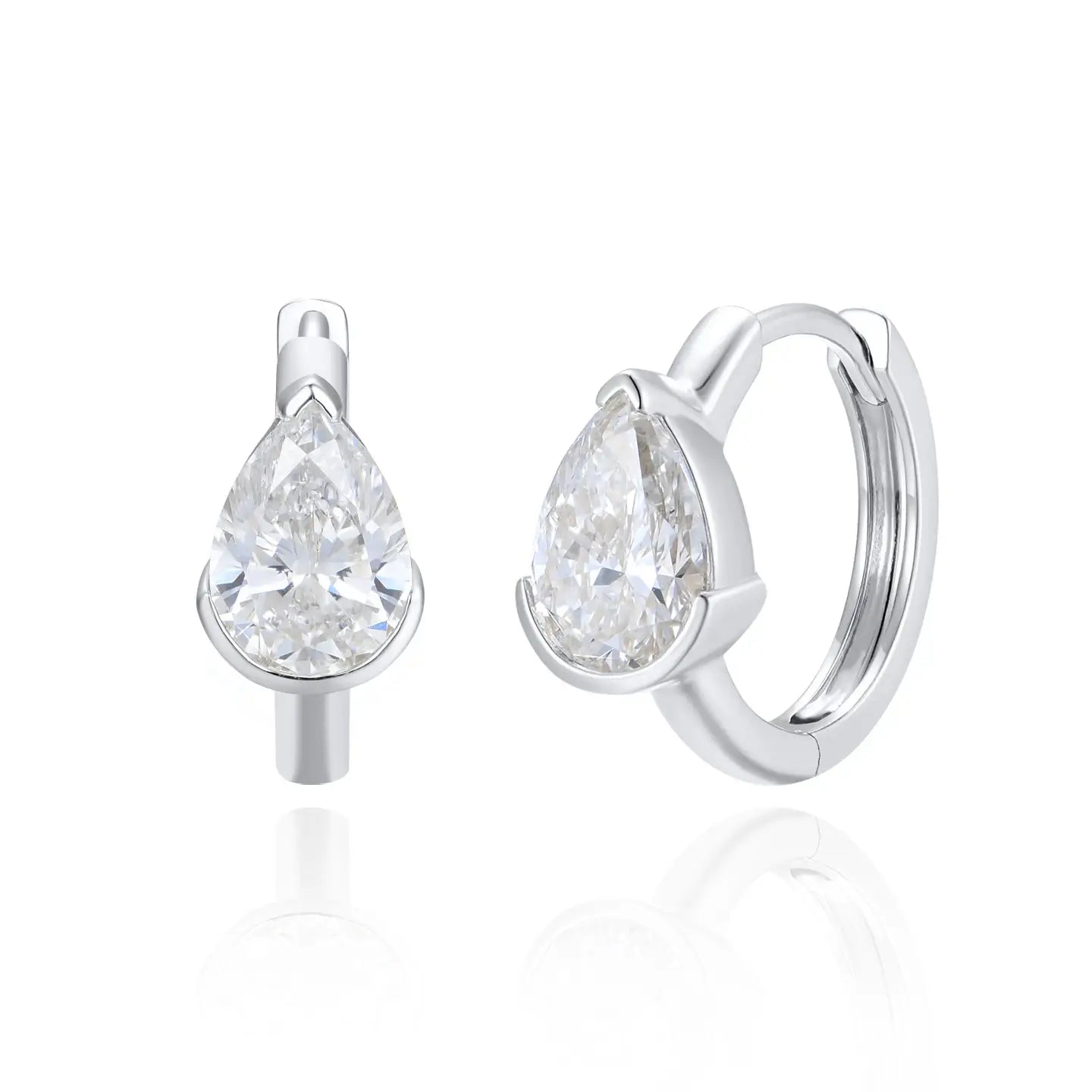 1.40 ct Pear Lab Grown Diamond Hoop Earrings 14k white gold
