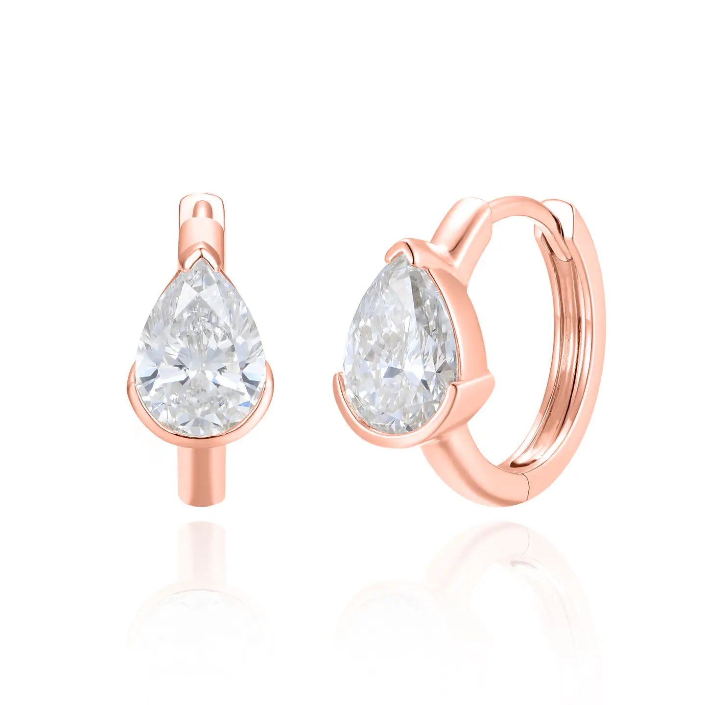 1.40 ct Pear Lab Grown Diamond Hoop Earrings 14k rose gold