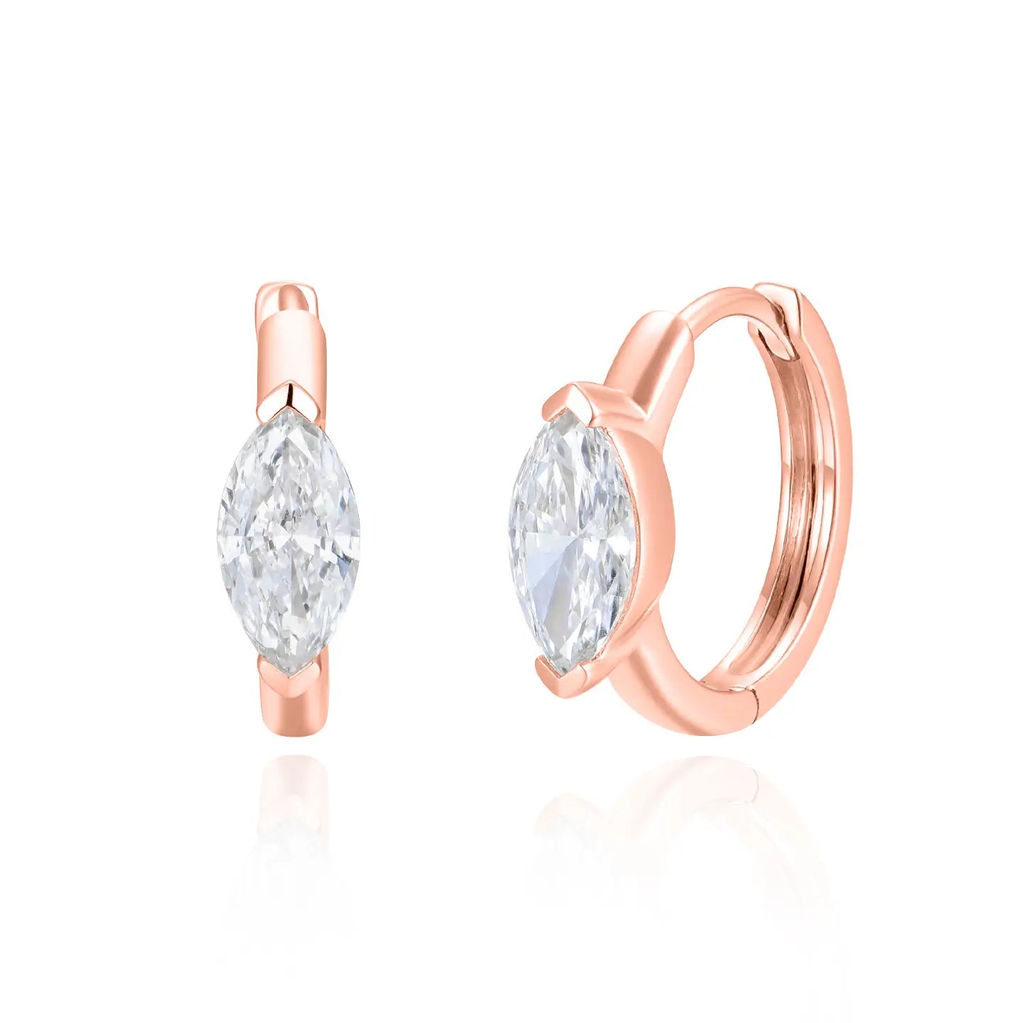 2ct Marquise Lab Grown Diamond Hoop Earrings 14k rose gold