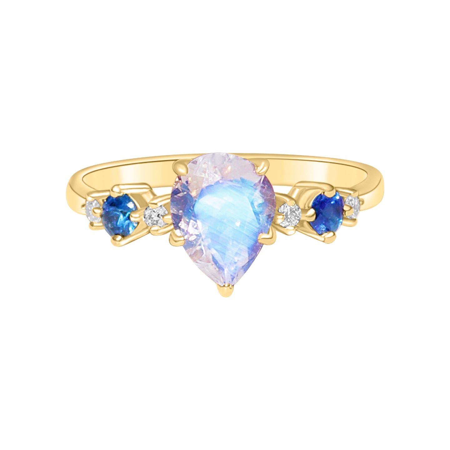 Elara Pear-Shaped Moonstone Sapphire Diamond Ring