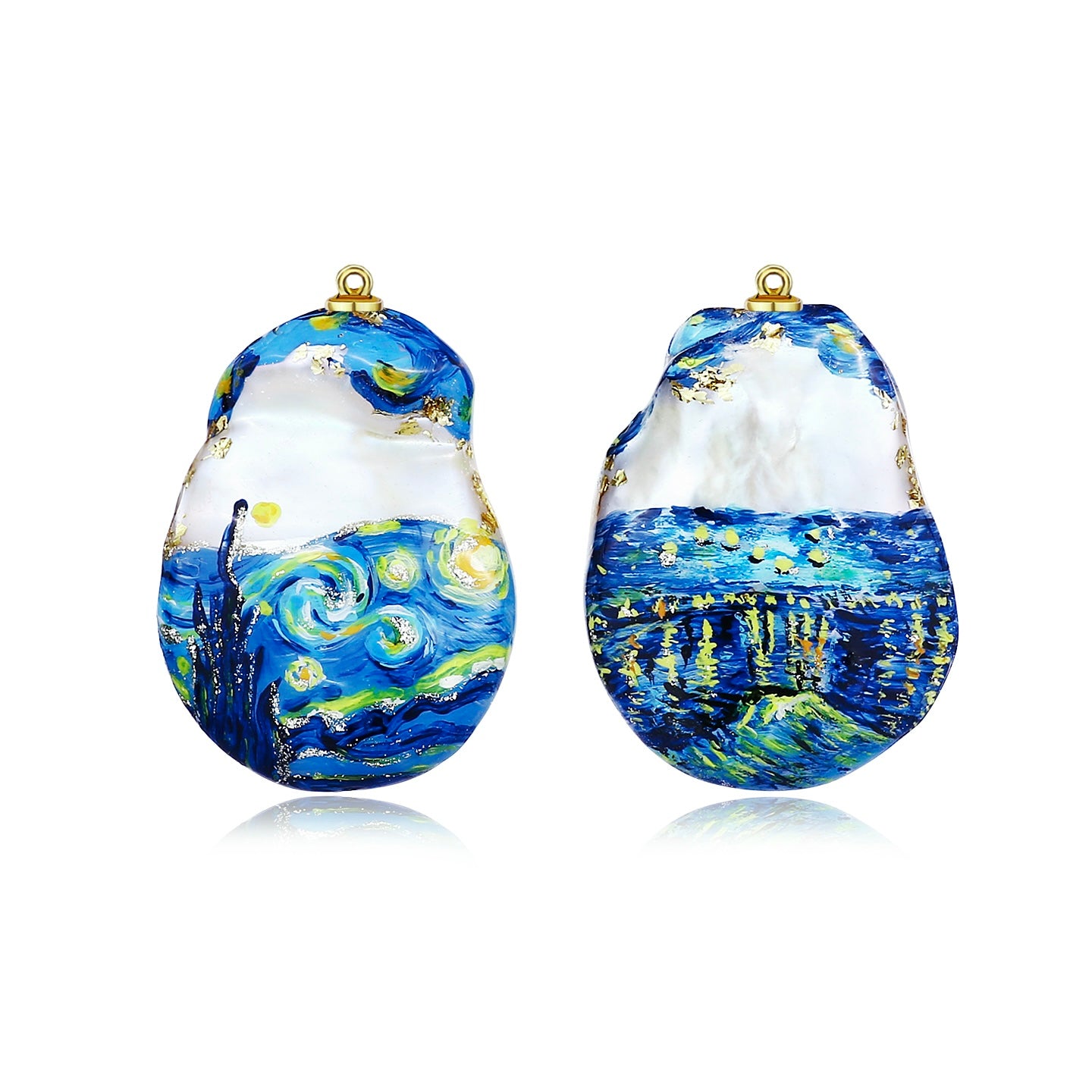 Hand-Painted Starry Night Baroque Pearl Enhancers