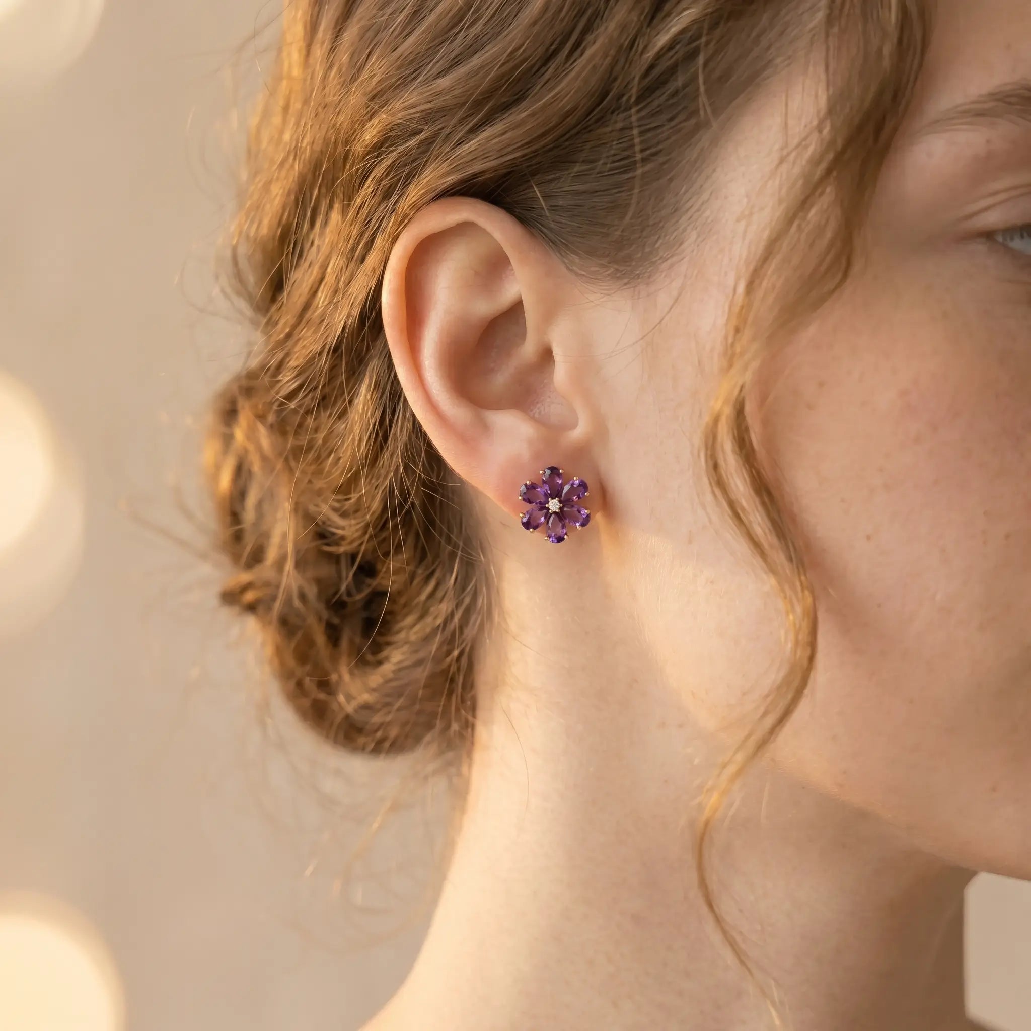 Flora Amethyst Diamond Earrings