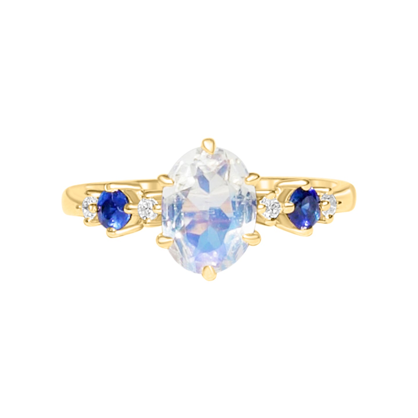 Elara Oval Moonstone Sapphire Diamond Ring