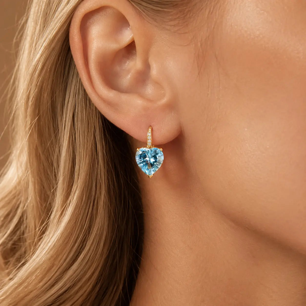 Radiant Heart Topaz Diamond Drop Earrings