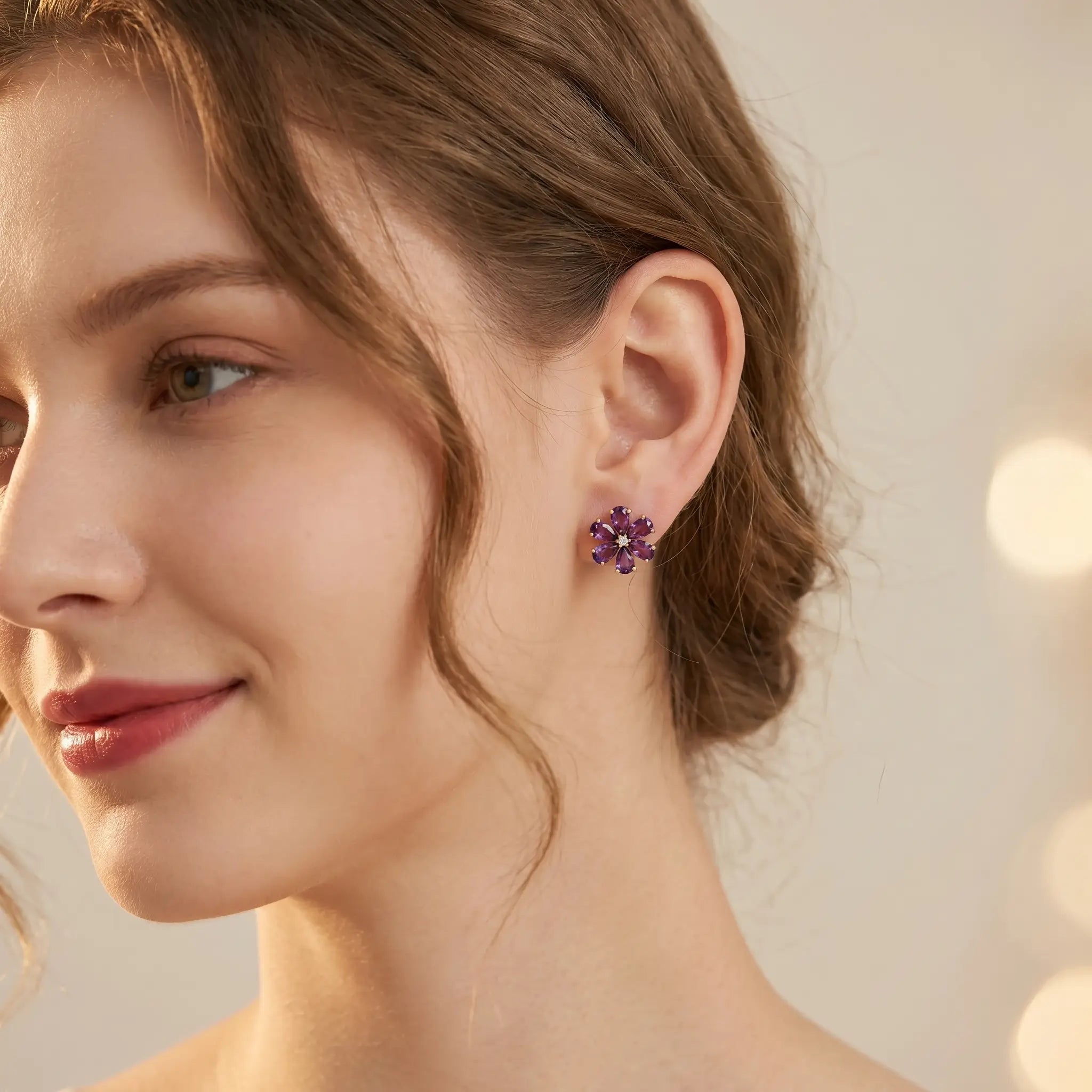 Flora Amethyst Diamond Earrings