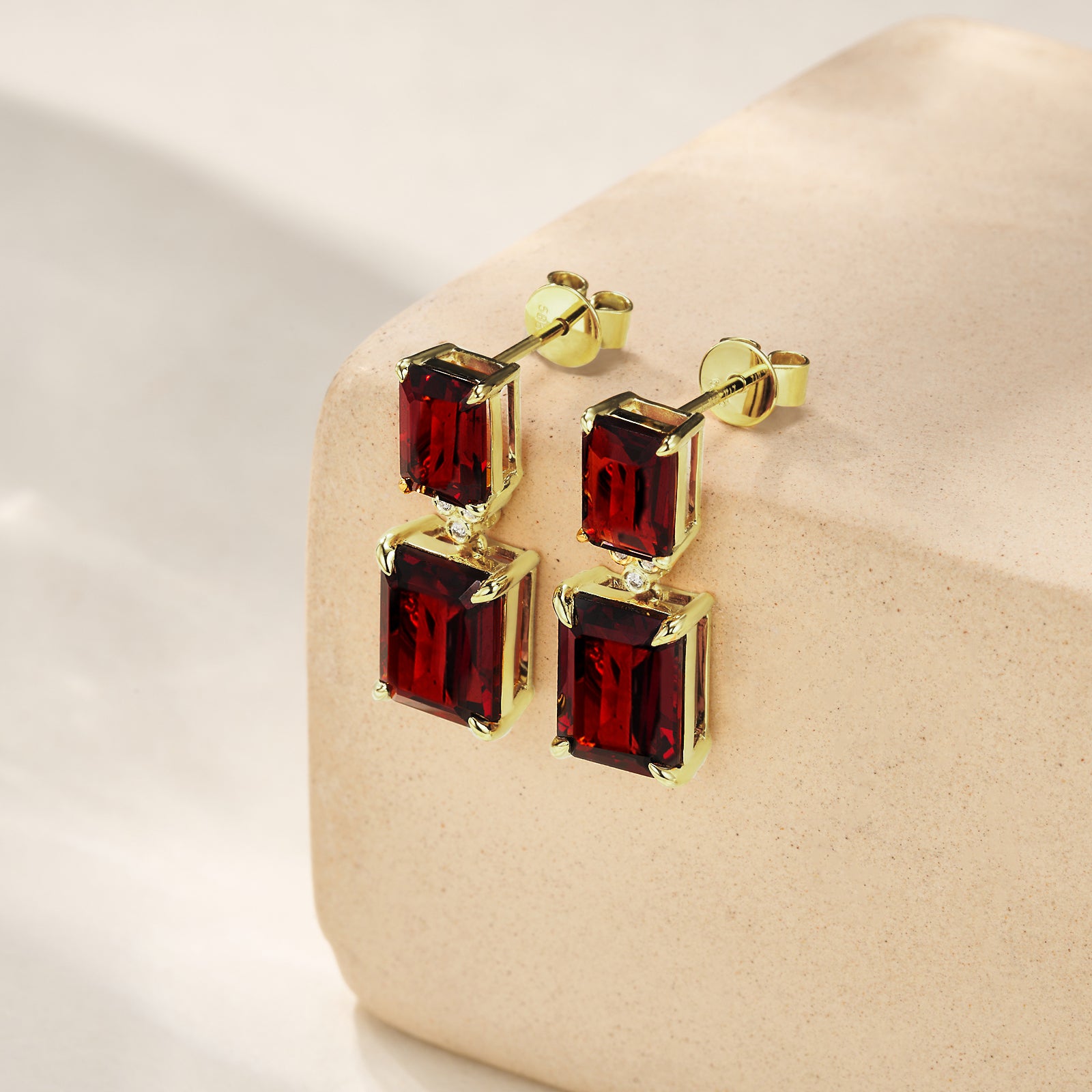 Divina Emerald-Cut Garnet Diamond Baroque Pearl Convertible Drop Earrings