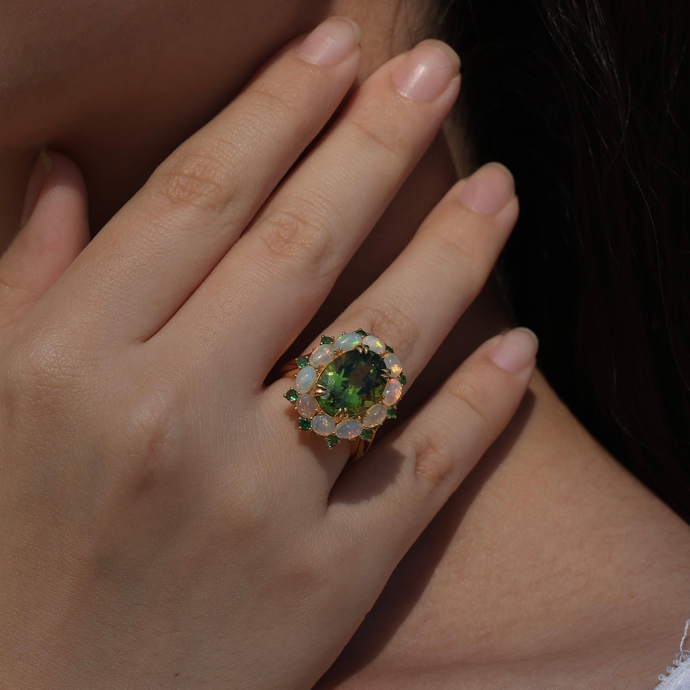 Mira Peridot Opal Tsavorite Cocktail Ring