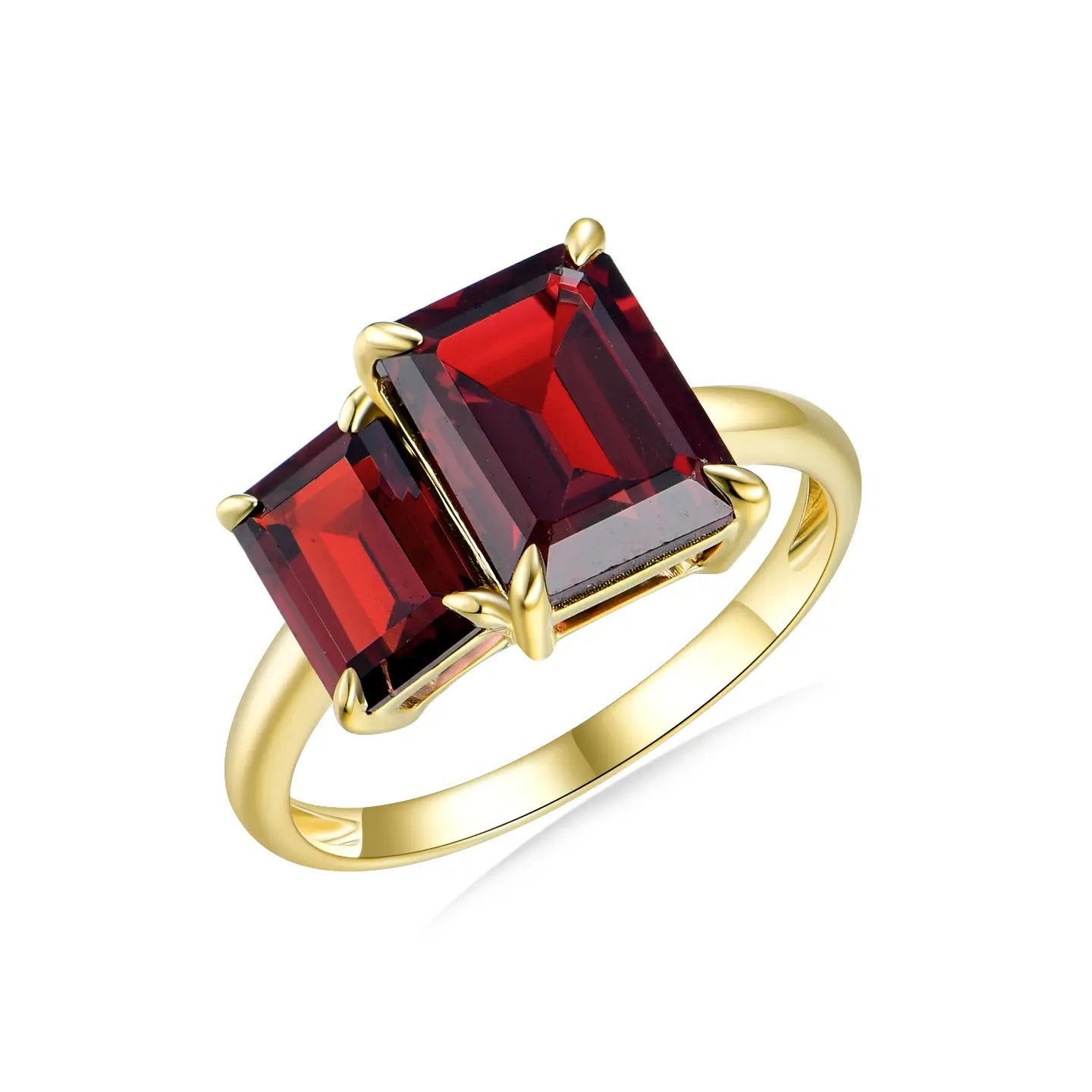 14k yellow gold garnet red ring