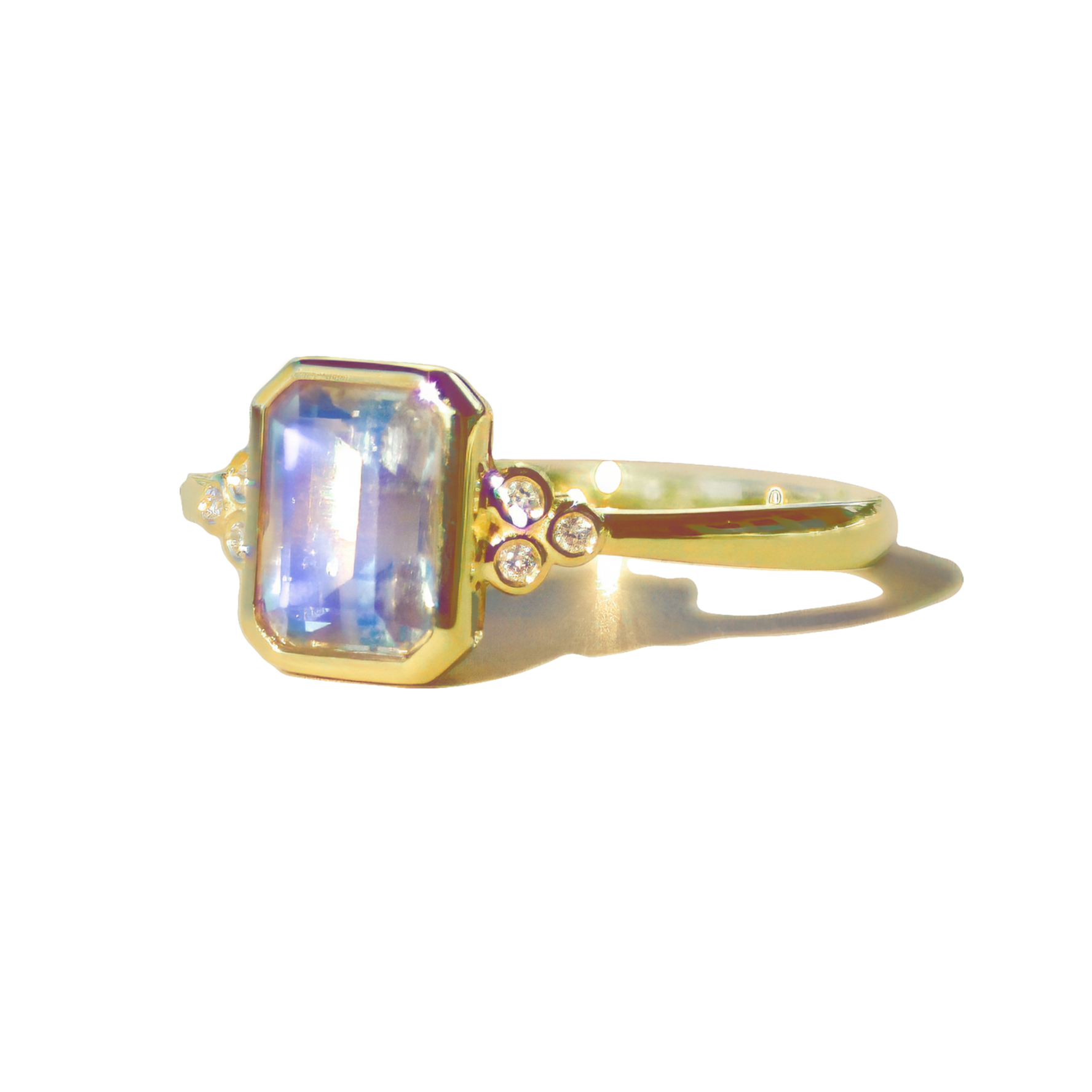 Ayla Emerald-Cut Moonstone Diamond Ring