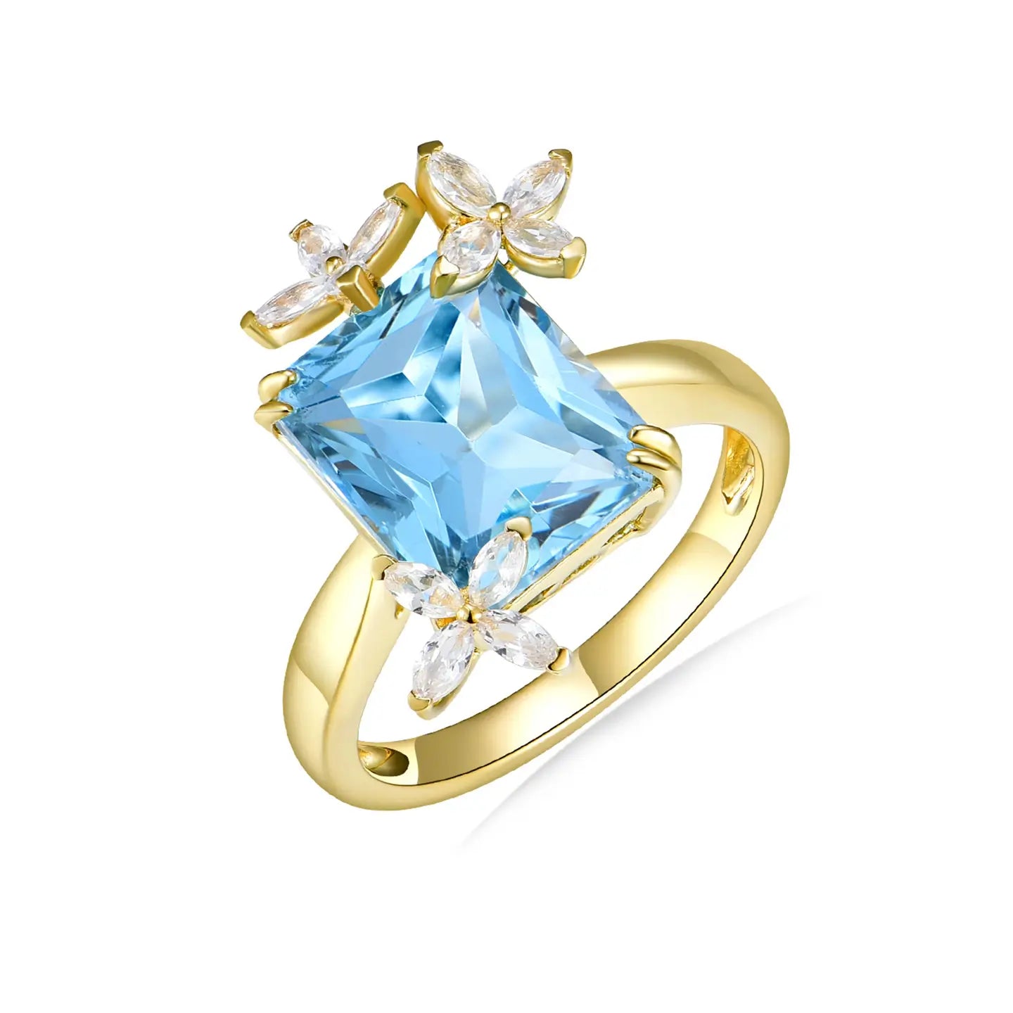 14k yellow gold topaz white sapphire cocktail ring