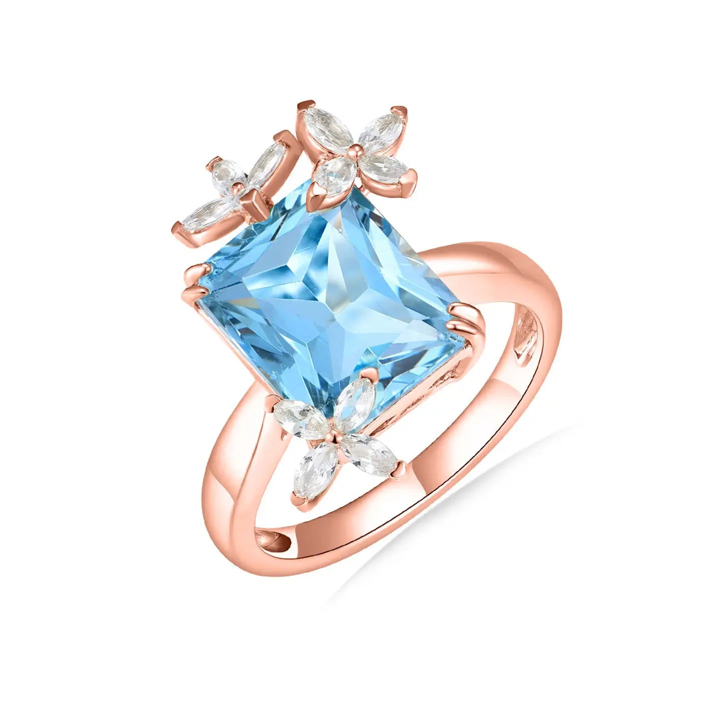 14k rose gold topaz white sapphire cocktail ring