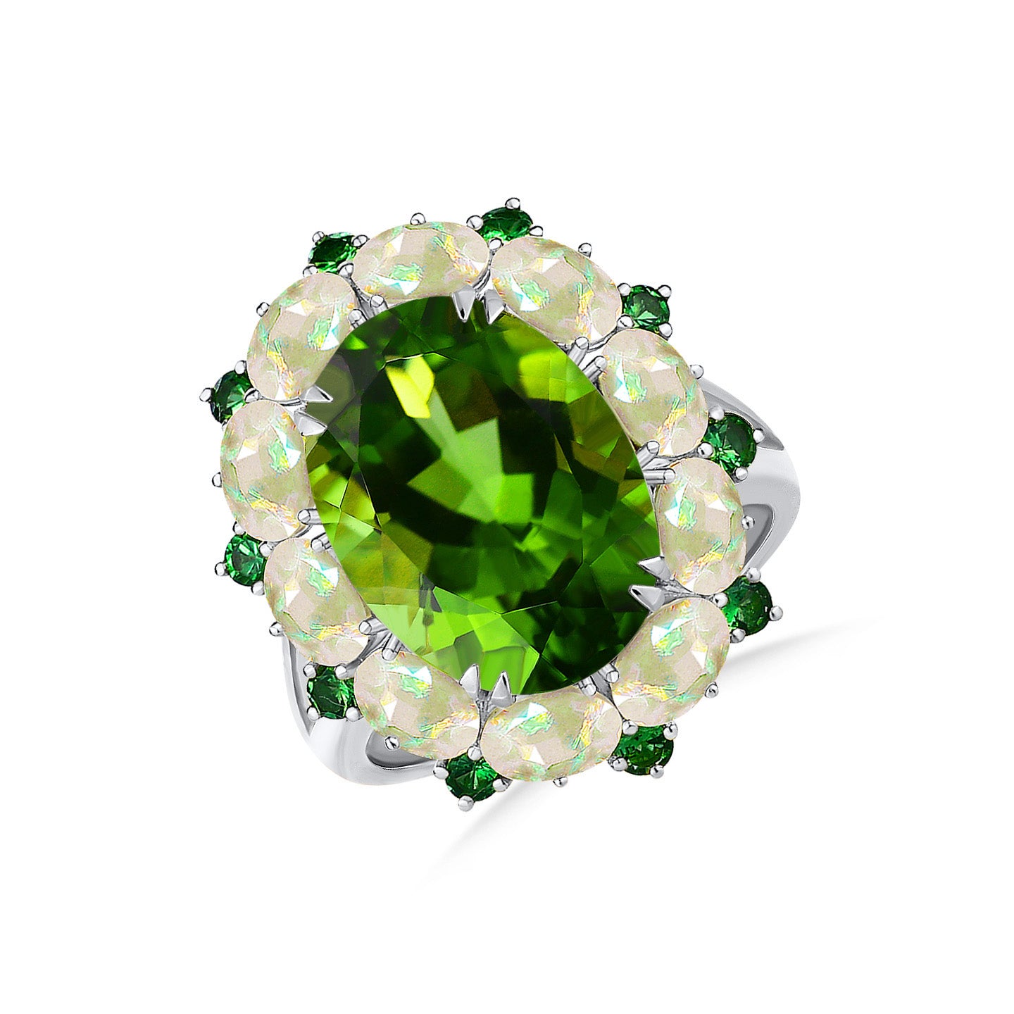 Mira Peridot Opal Tsavorite Cocktail Ring