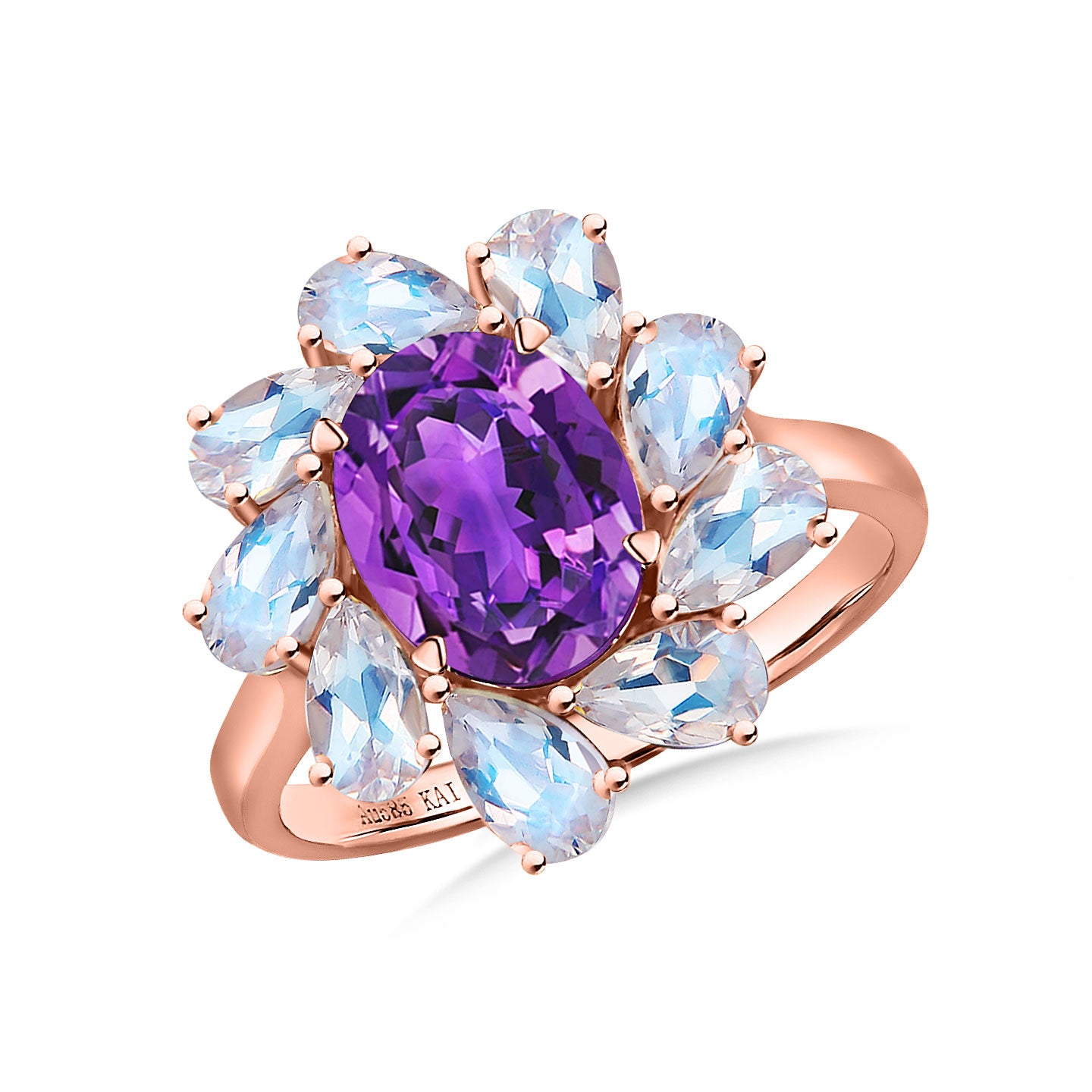 Mellissa Natural Amethyst Moonstone Ring 14k rose gold