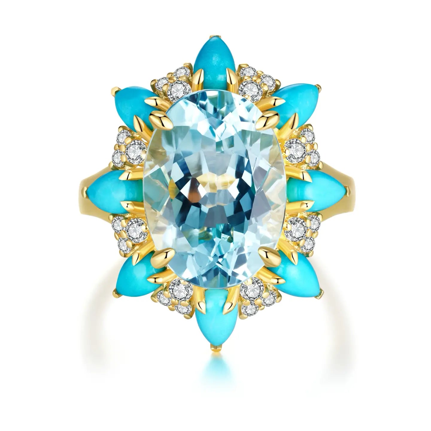 Topaz Turquoise Aquamarine Cocktail Ring