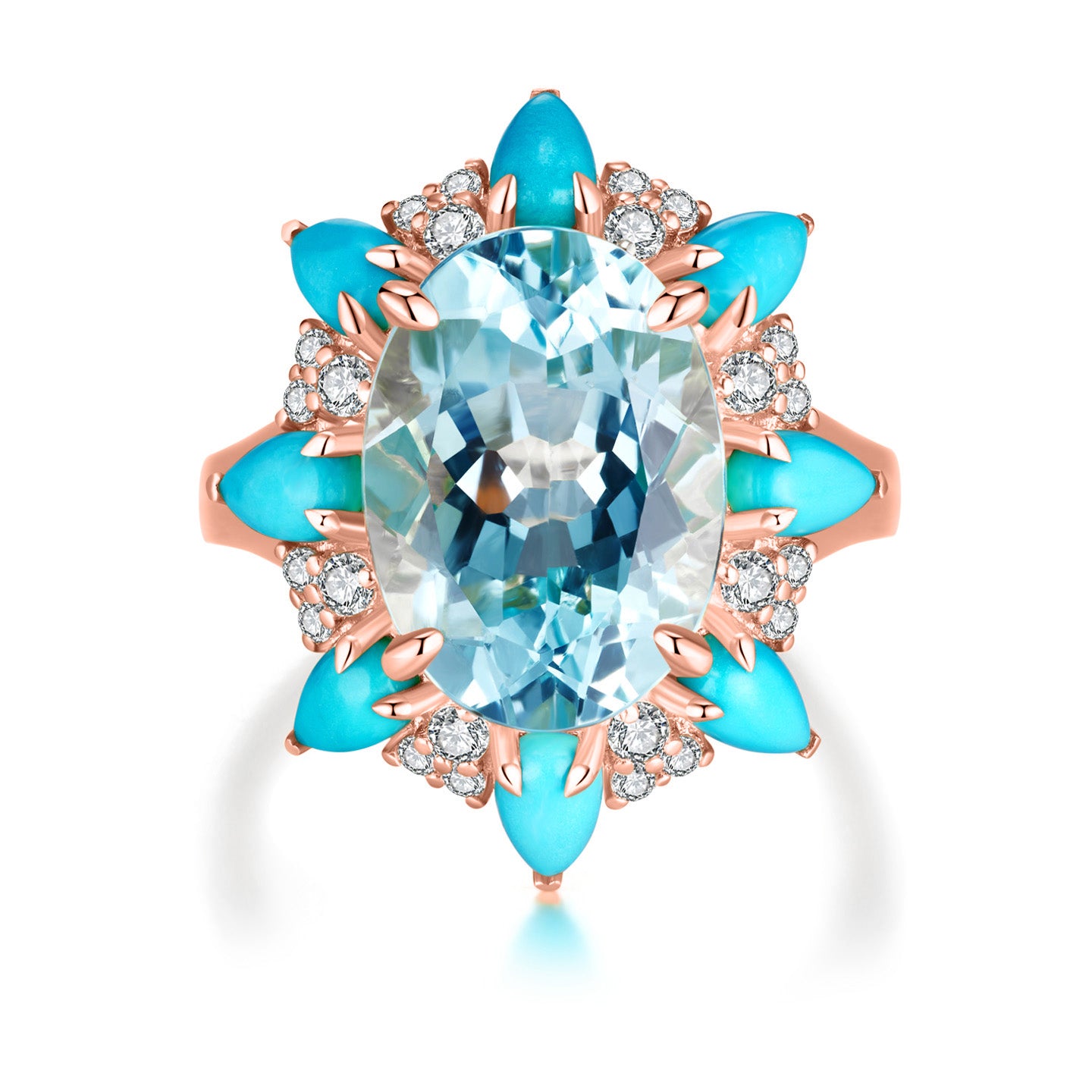 Topaz Turquoise Aquamarine Cocktail Ring