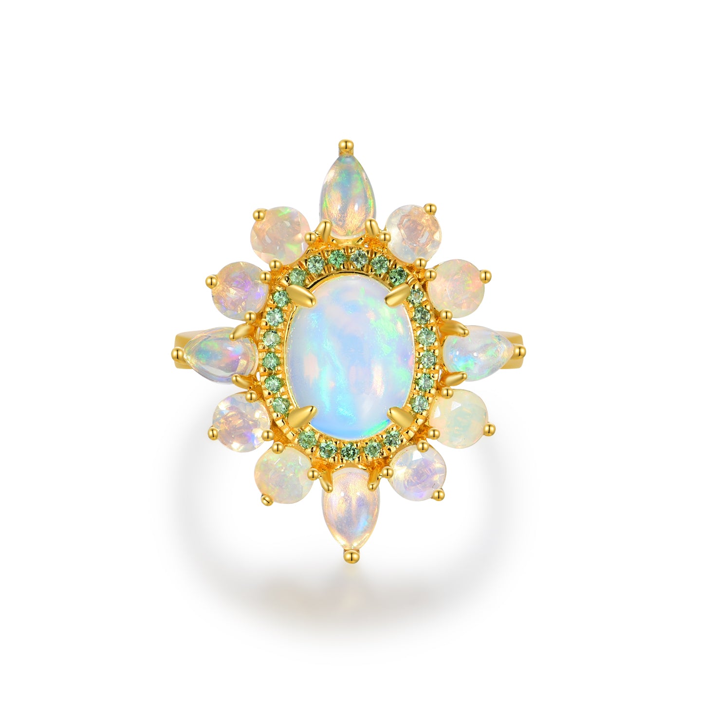 Opal Tsavorite Cocktail Ring