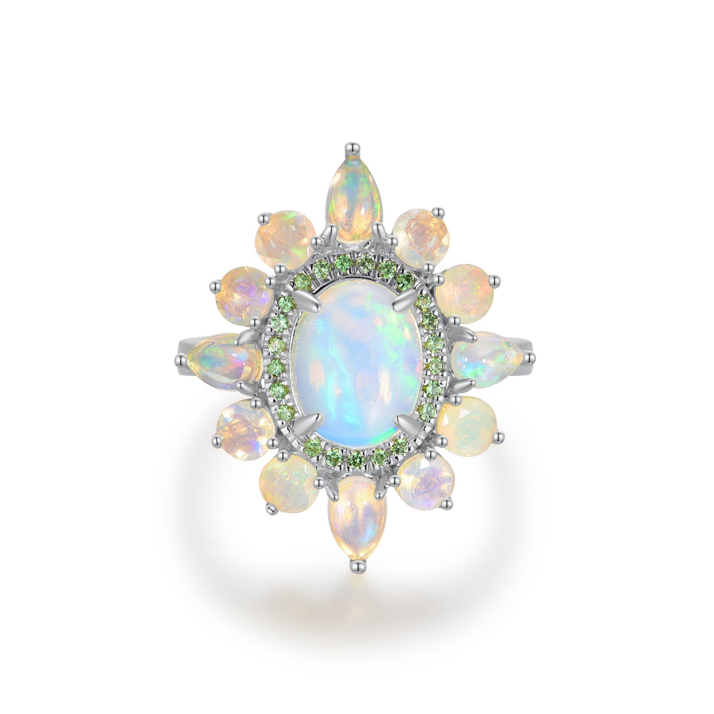 Opal Tsavorite Cocktail Ring