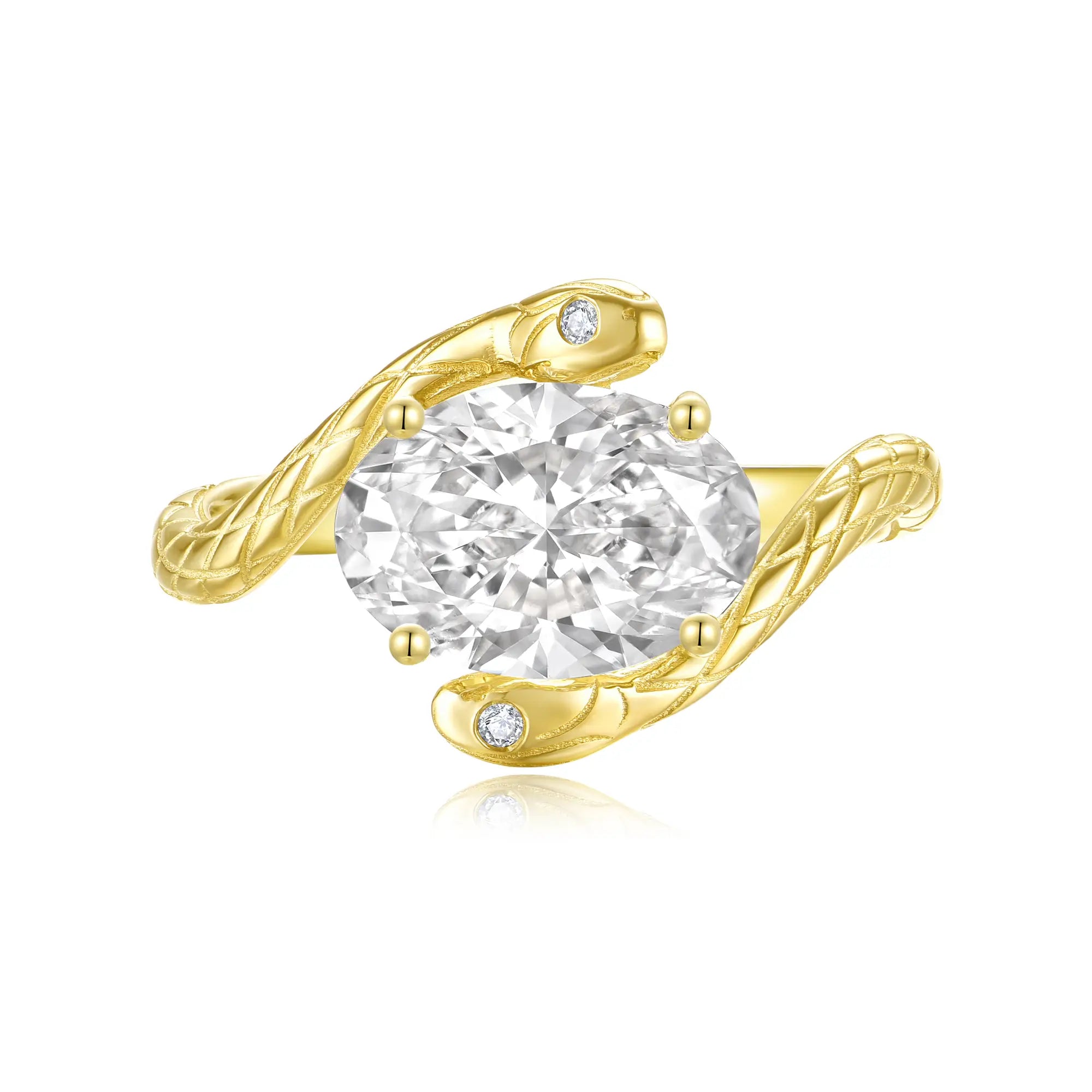 Snake Protection Oval Lab-Grown Diamond East-West Ring