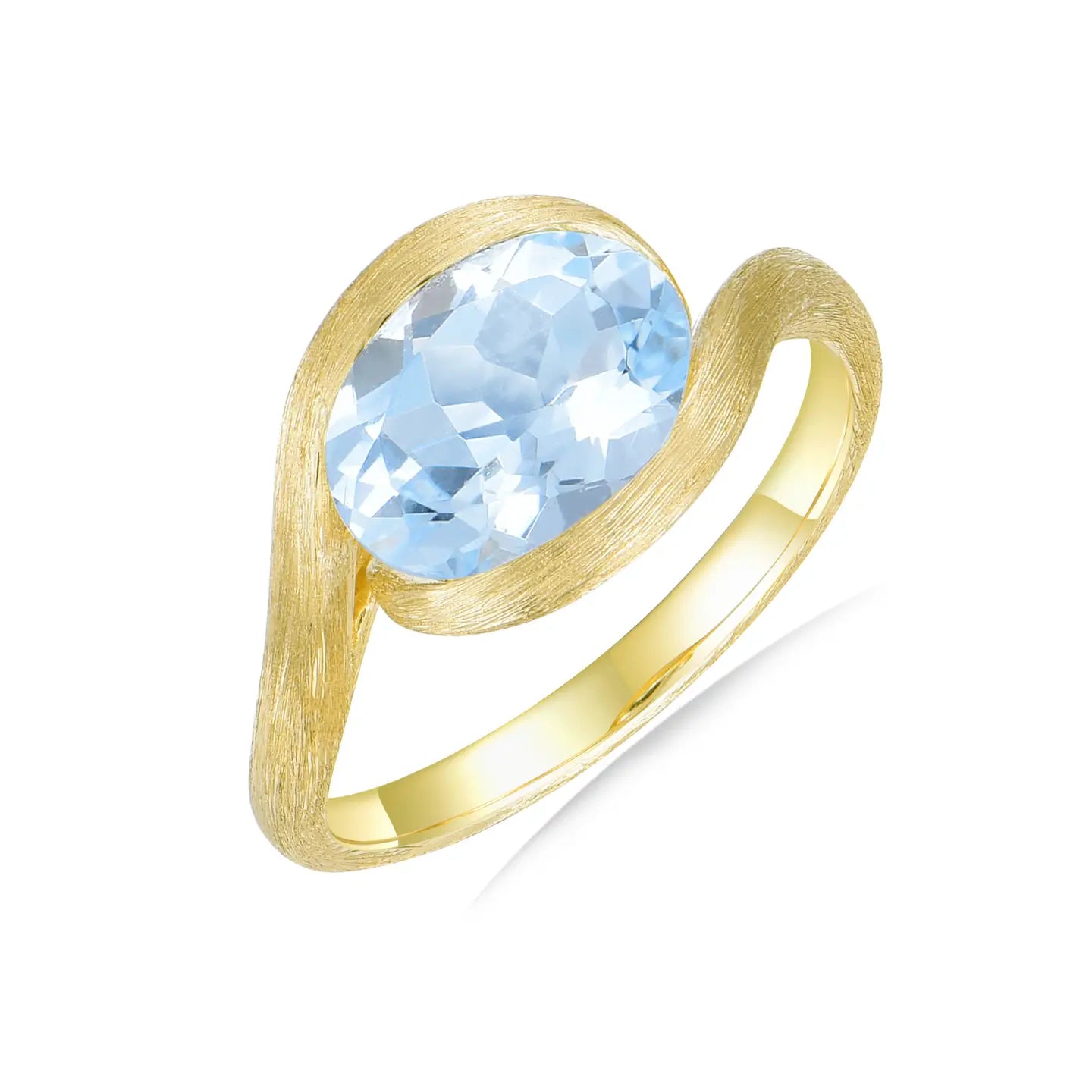 Eternal Wave Oval Aquamarine East-West Ring