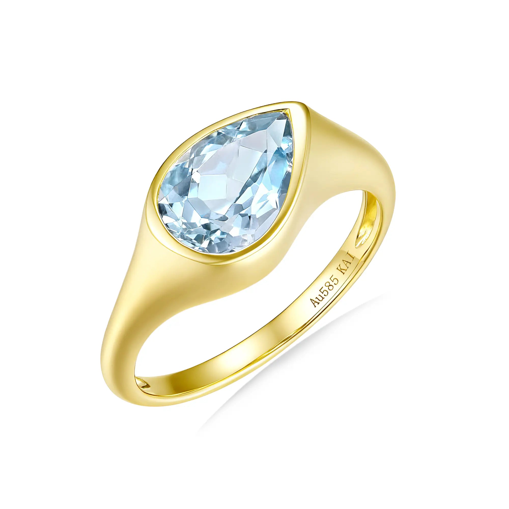 Gloria Pear Aquamarine Ring