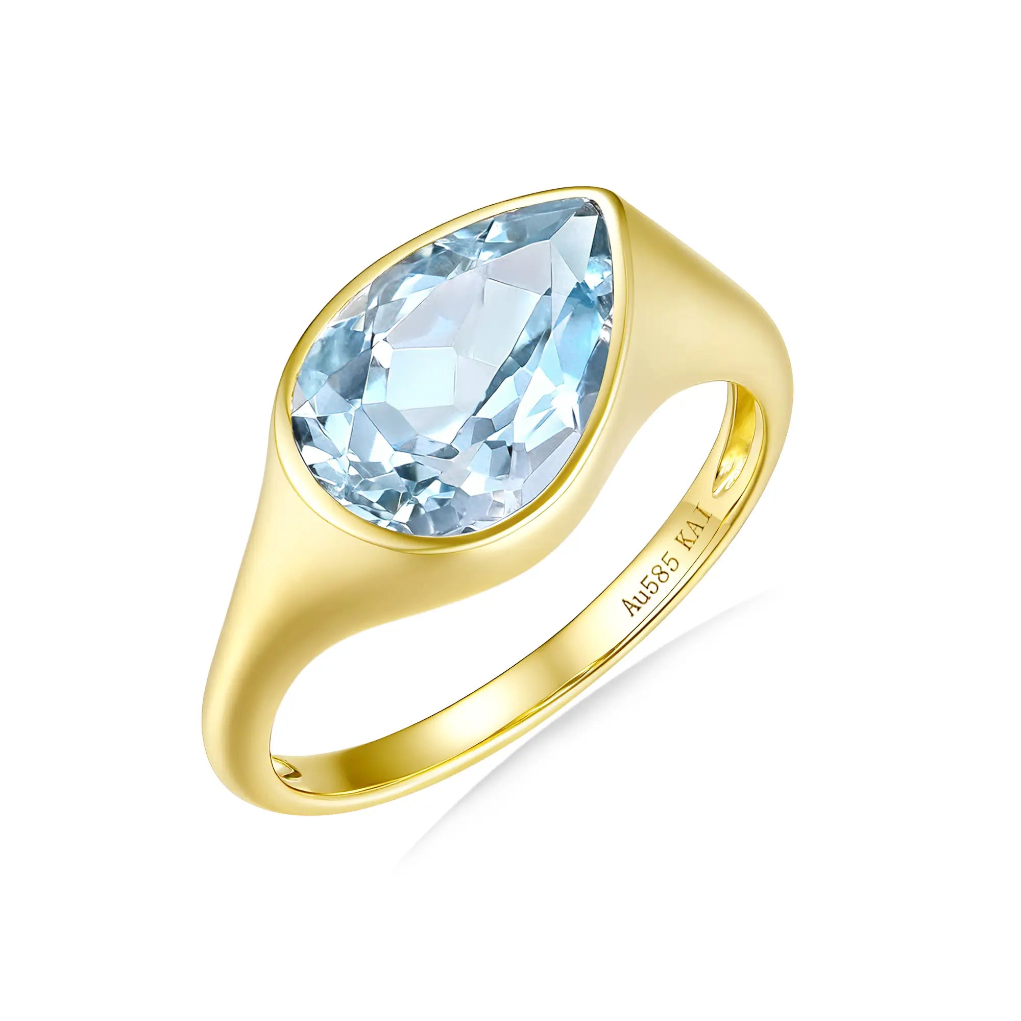 Gloria Pear Aquamarine Ring
