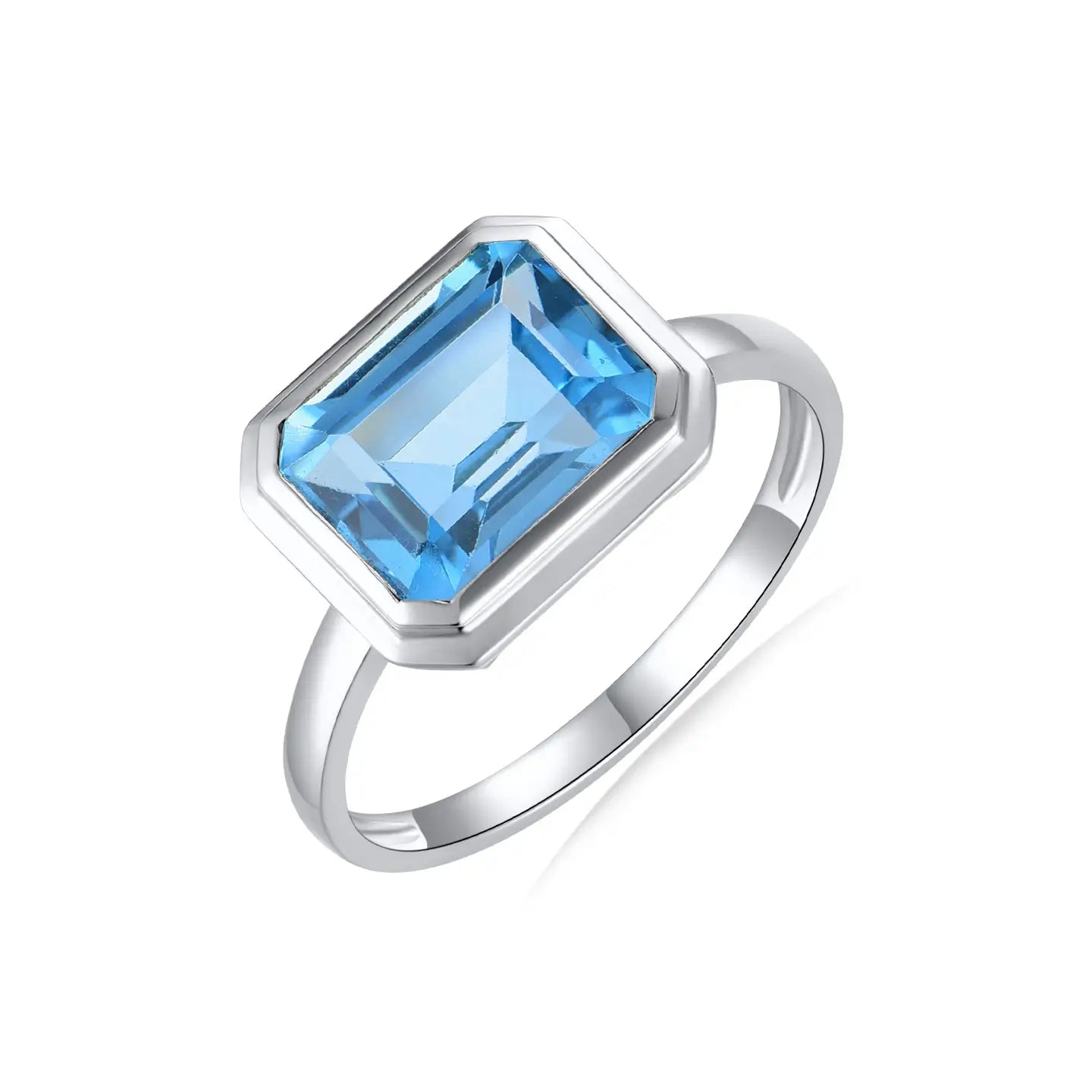 14k white gold sterling silver blue topaz ring