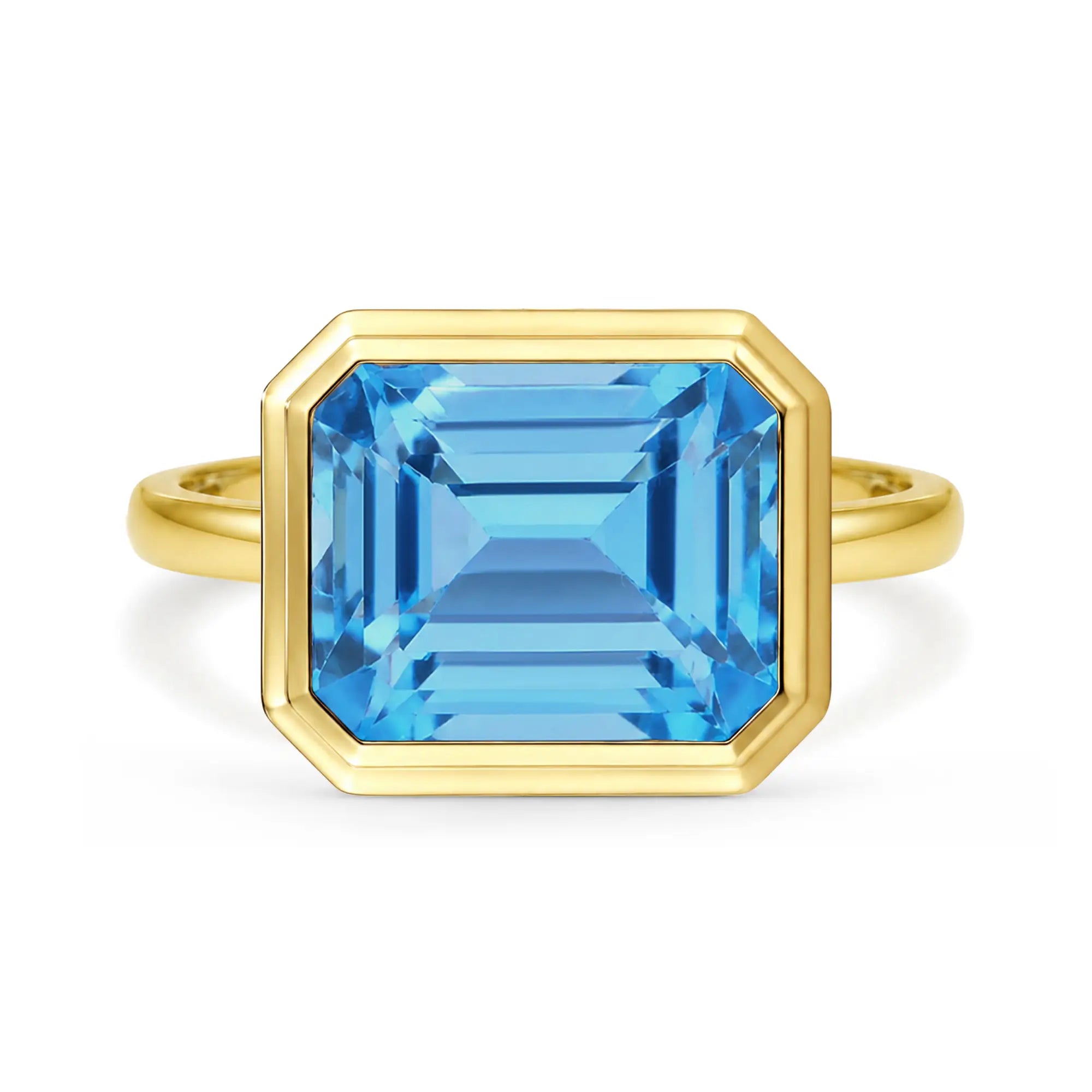 Kai Bella 14k gold east-west natural Emerald-Cut 3.5ctw Topaz Ring