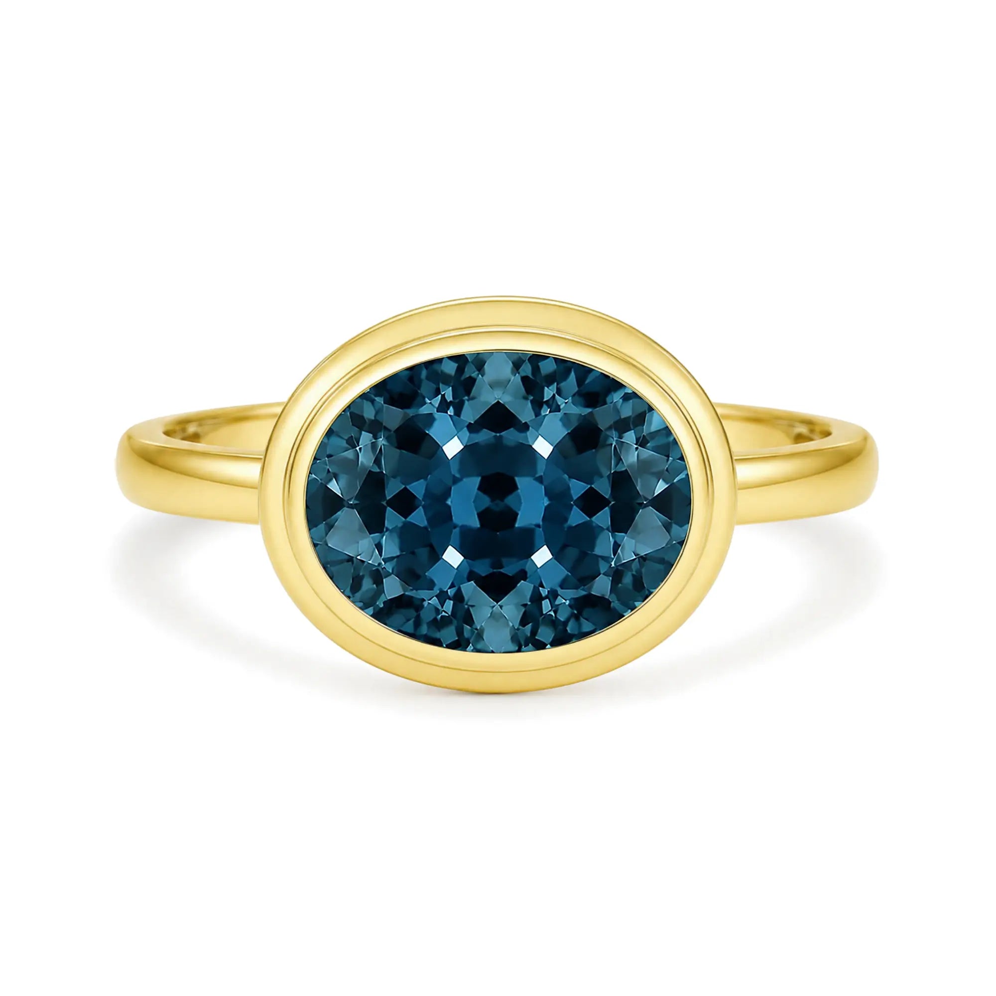 Kai 14k gold Bella East-West Oval Natural 2.50ctw London Blue Topaz Ring