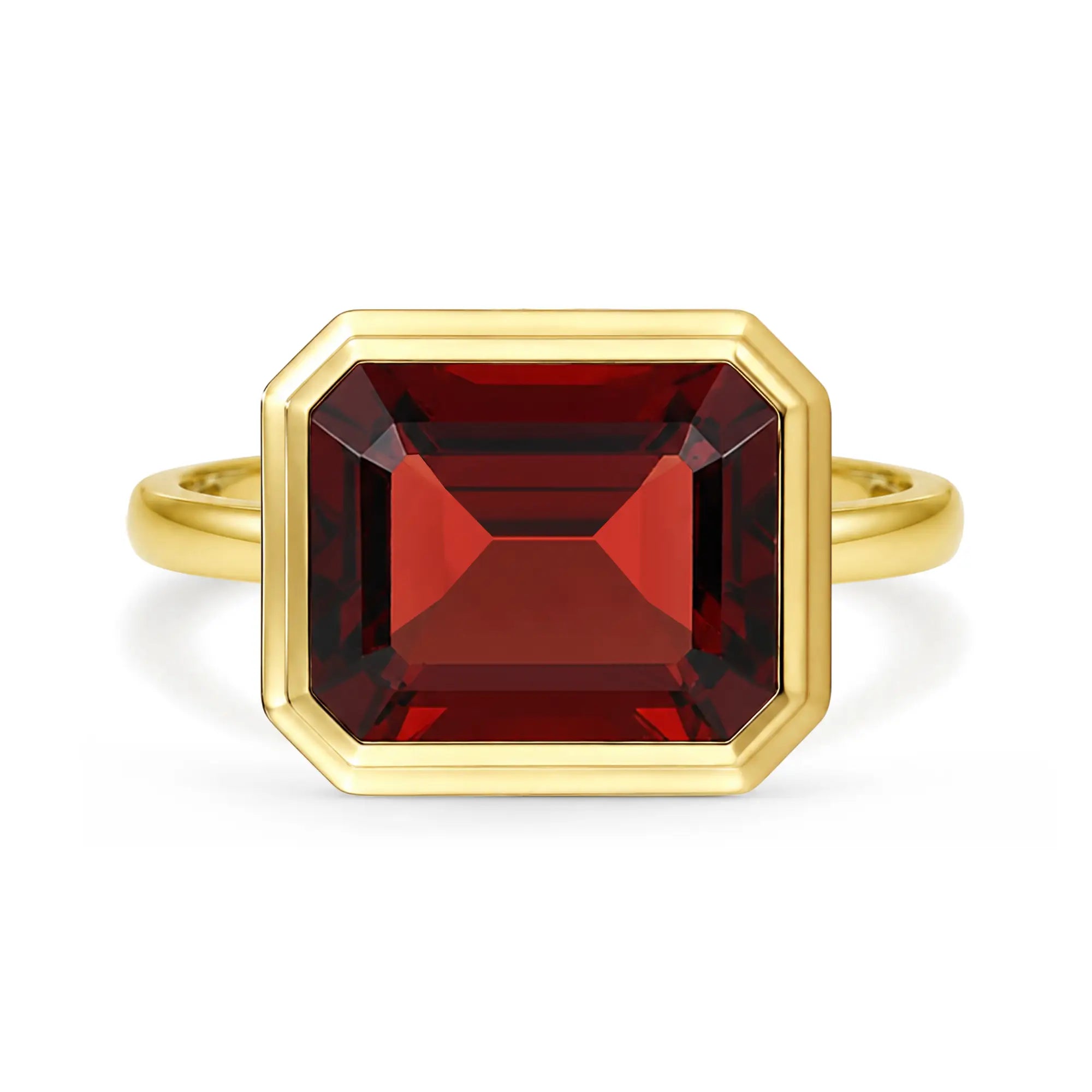Kai 14k gold Bella East-West Emerald-Cut Natural 3.5ctw Garnet Ring