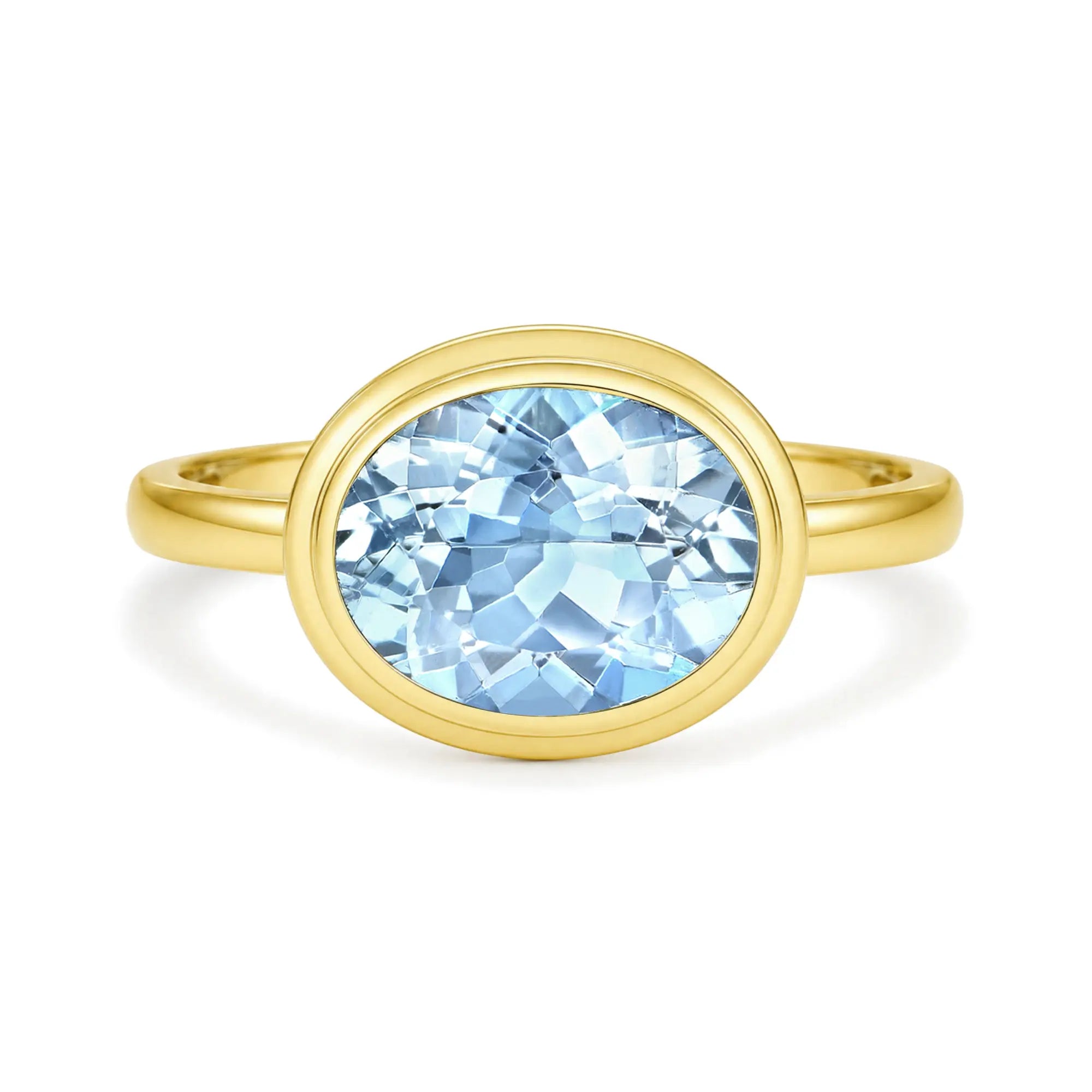 Kai 14K Gold Bella East-West Natural 2.0ctw Oval Aquamarine Ring