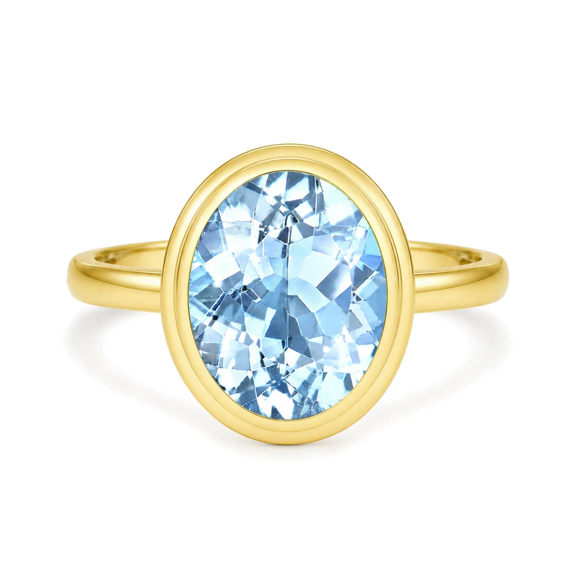 Kai 14K Gold Bella North-South Natural 3.0ctw Oval Aquamarine Ring