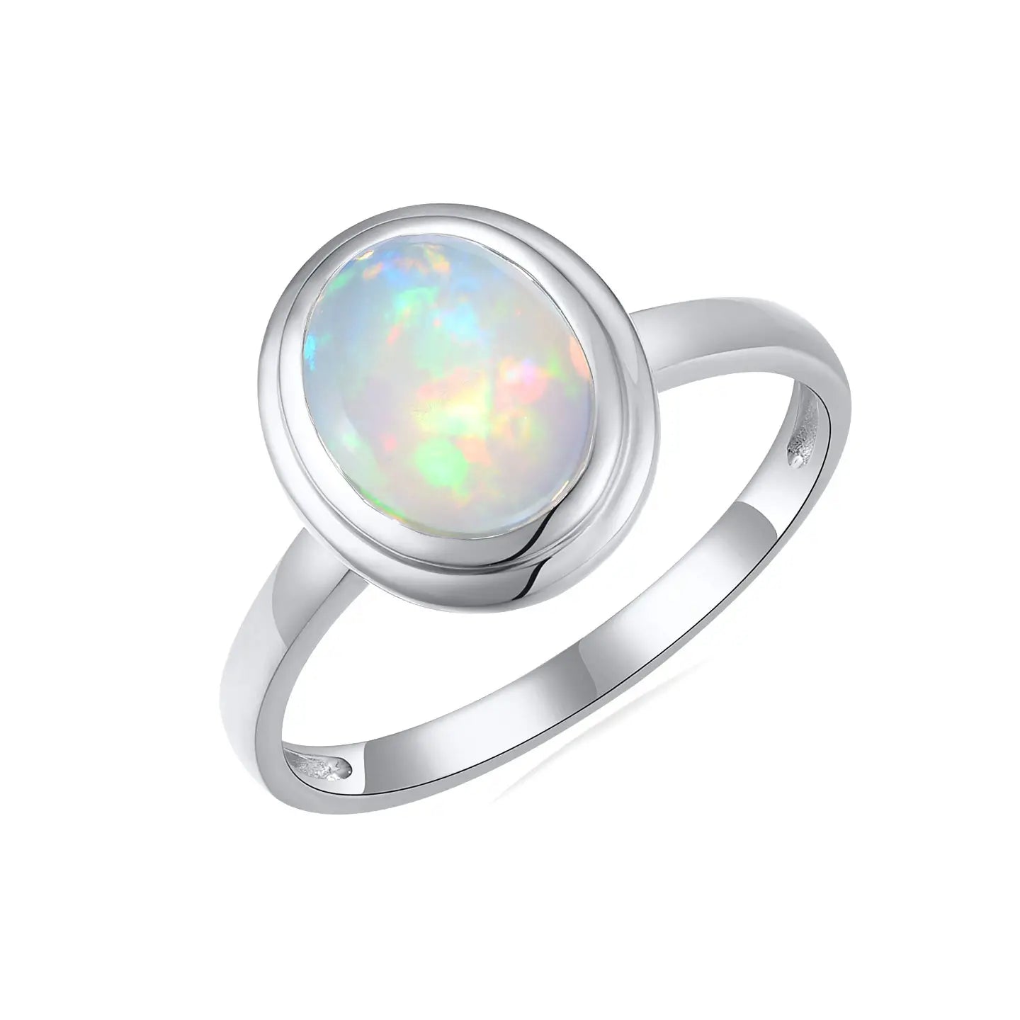 14k white gold sterling silver fire opal vintage ring