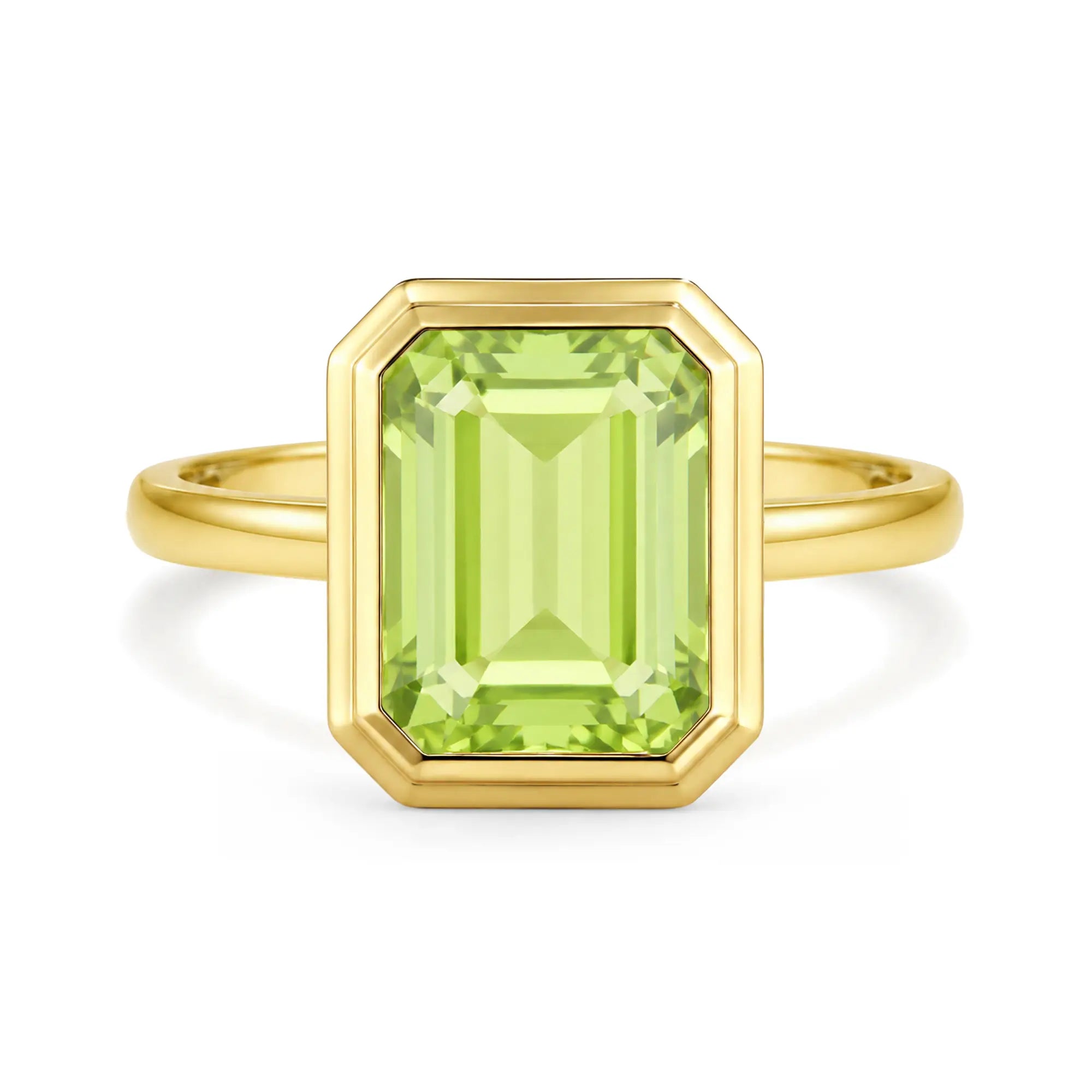 Kai 14k Gold Bella north-south Natural 3.50ctw Emerald-Cut Peridot Ring