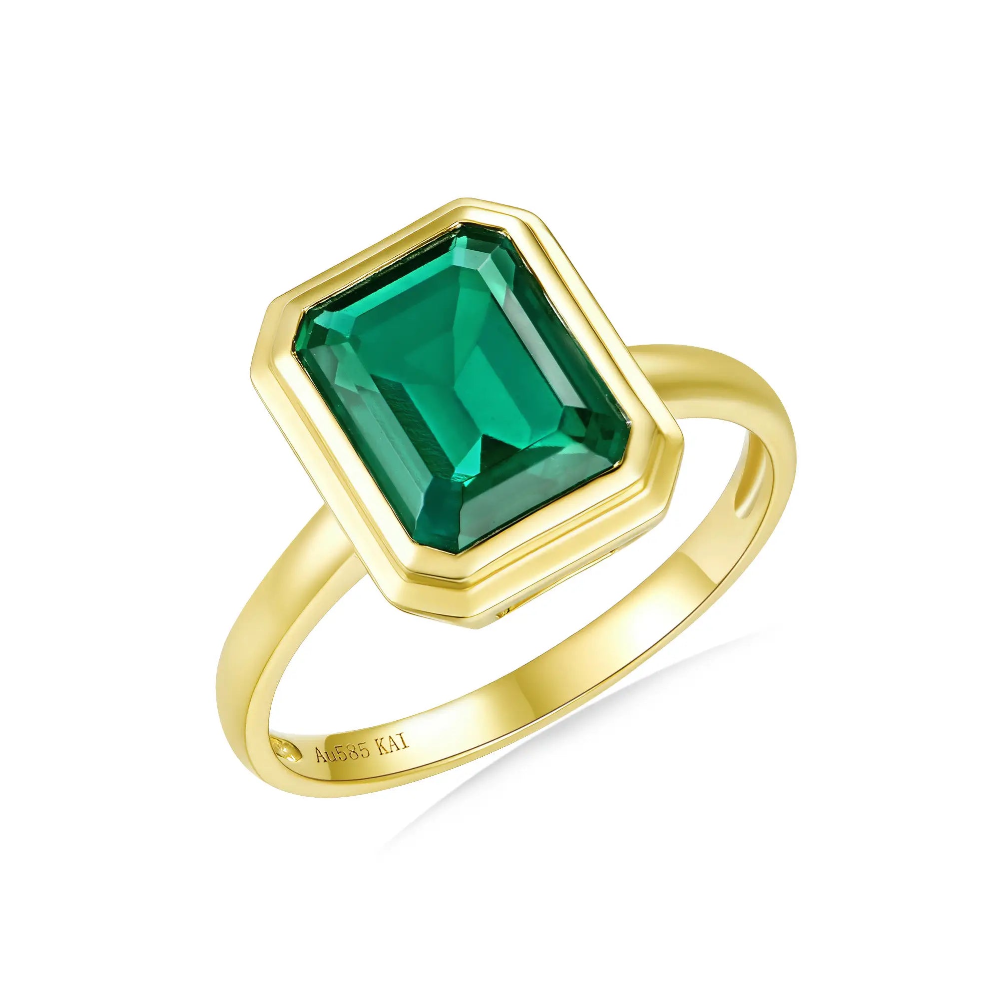 14k solid gold 2.00ctw Lab Grown Emerald Ring