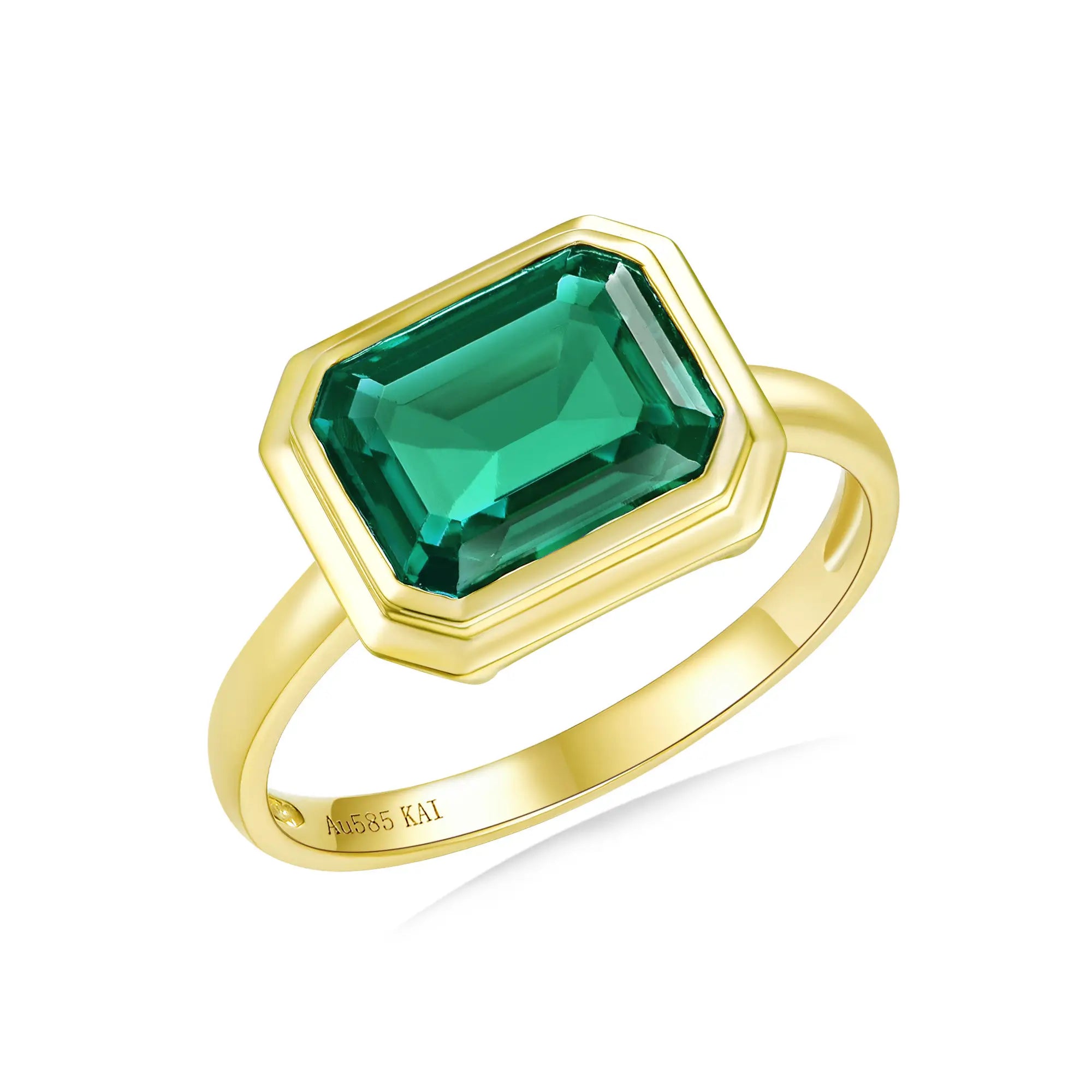 14k gold Bella East-West 2.00ctw Lab Grown Emerald Ring
