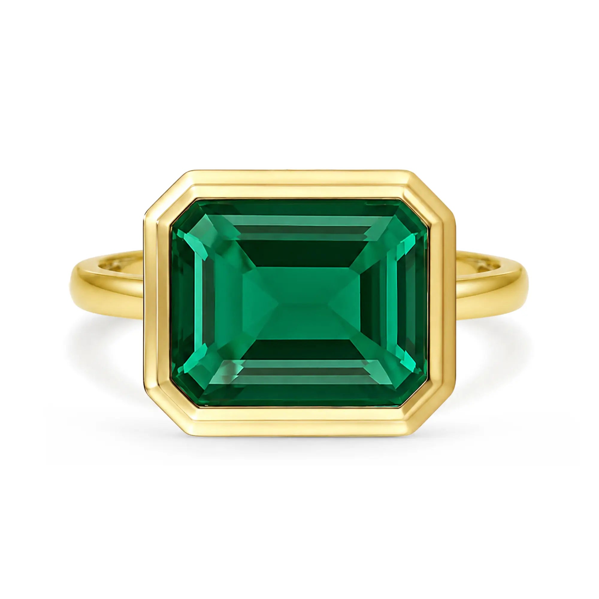 Kai 14k Gold Bella East West 3.00ctw Lab Grown Green Emerald Ring