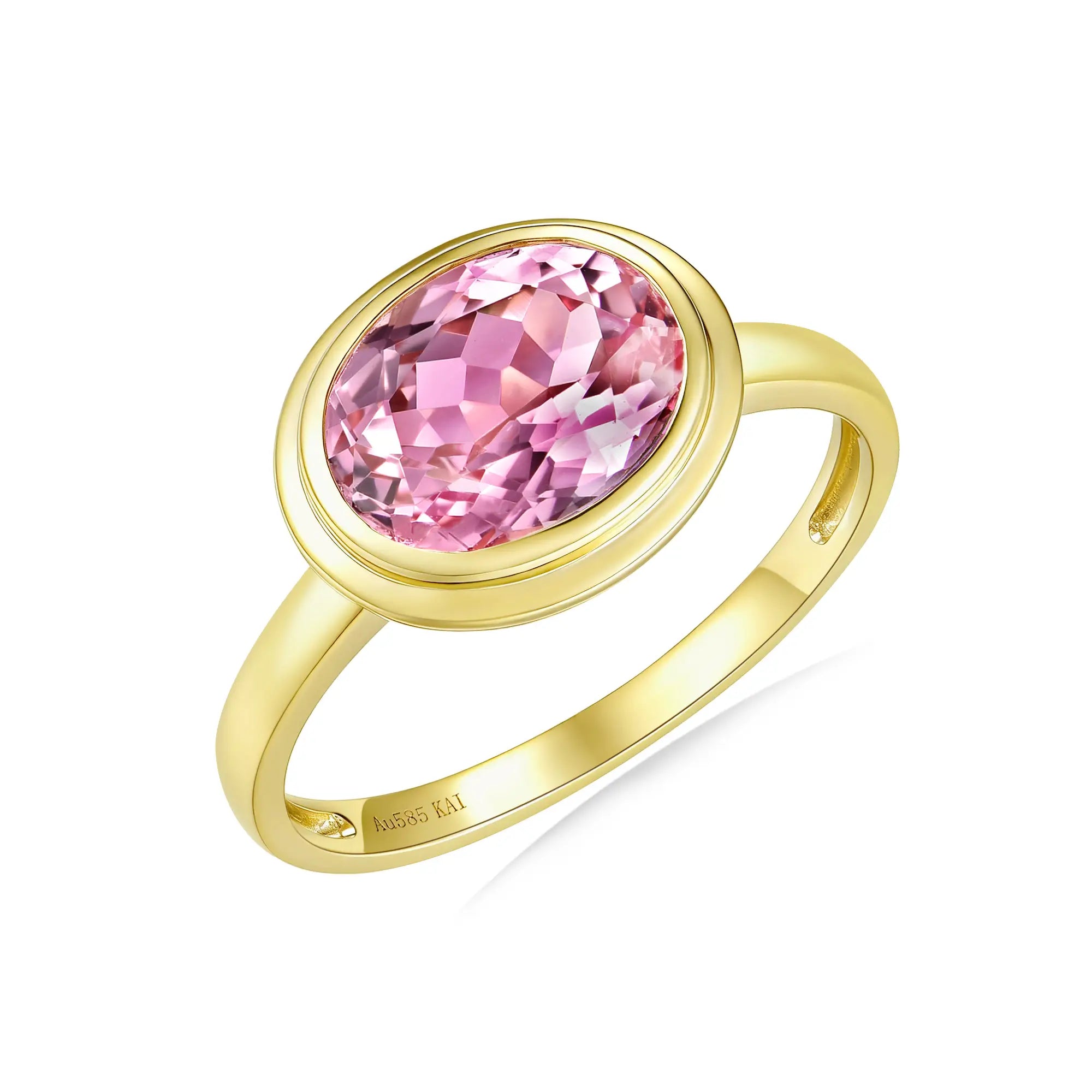 14k gold Bella East-West 2.50ctw Lab Grown Pink Sapphire Ring