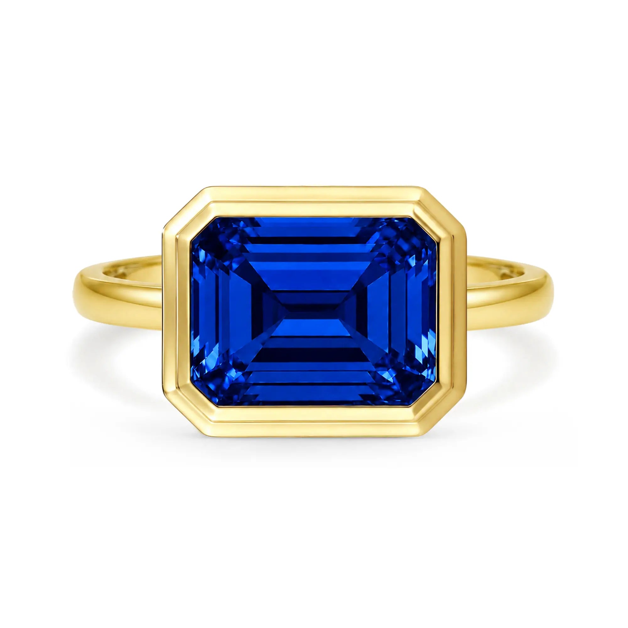 Bella 14k solid gold yellow gold 3ctw Lab Grown Sapphire East-West Ring