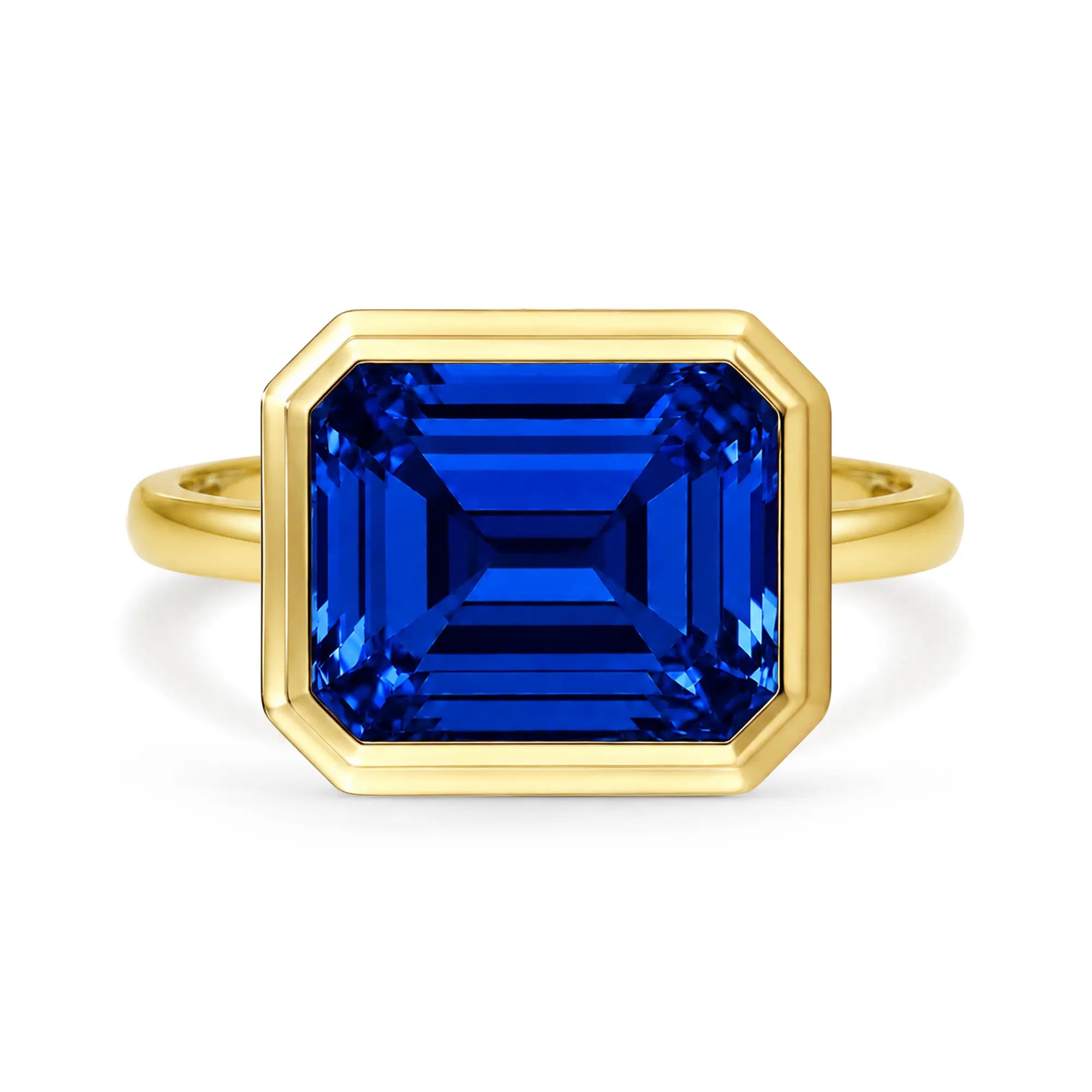 Bella 14k solid gold yellow gold 4ctw Lab Grown Sapphire East-West Ring