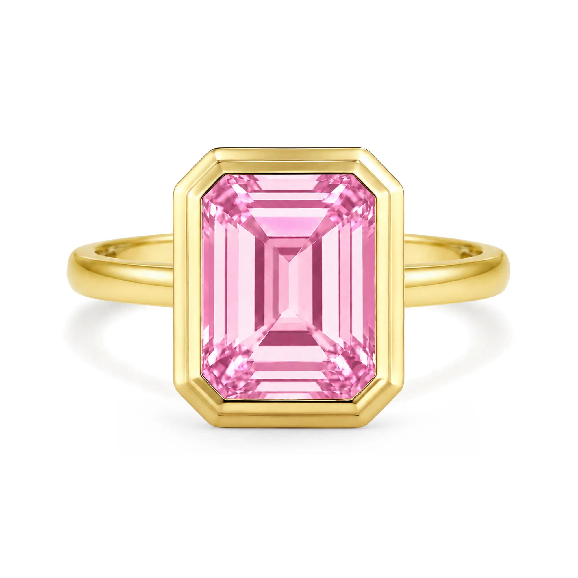 Bella 14k yellow gold solid gold 2.5ctw Lab Grown Pink Sapphire Ring