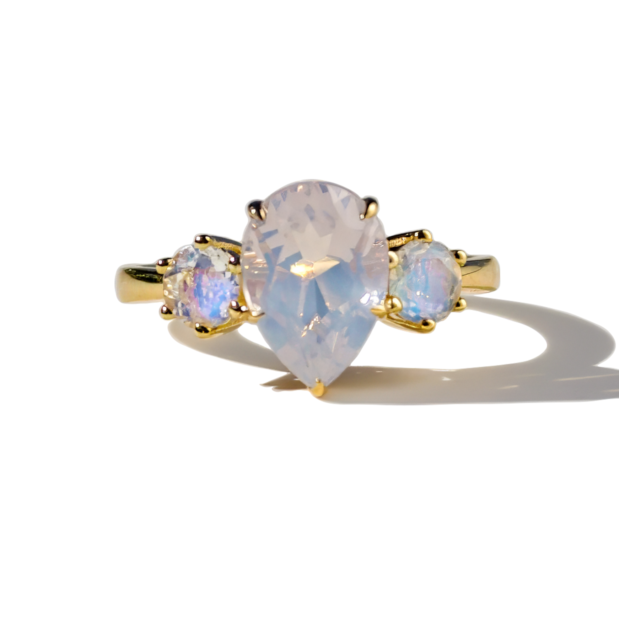 Evelyn Lavender Amethyst Moonstone Three-stone Ring