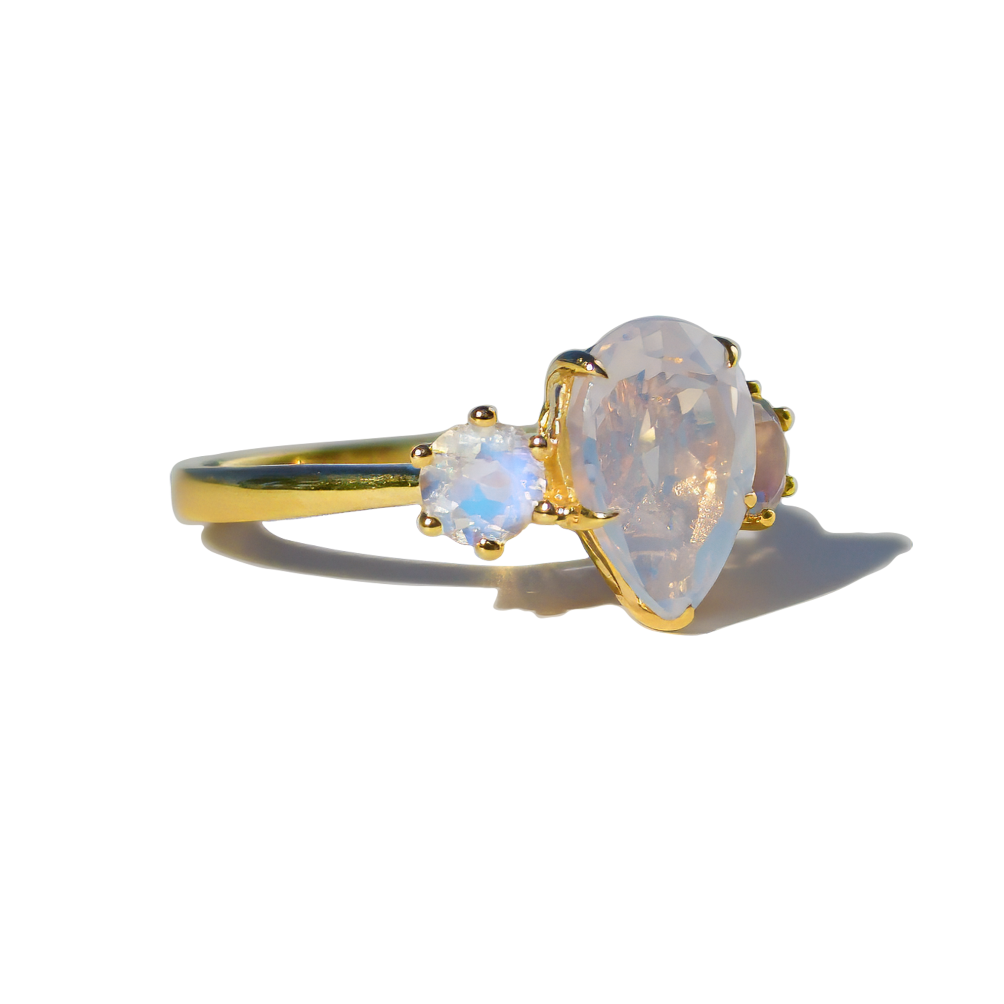 Evelyn Lavender Amethyst Moonstone Three-stone Ring