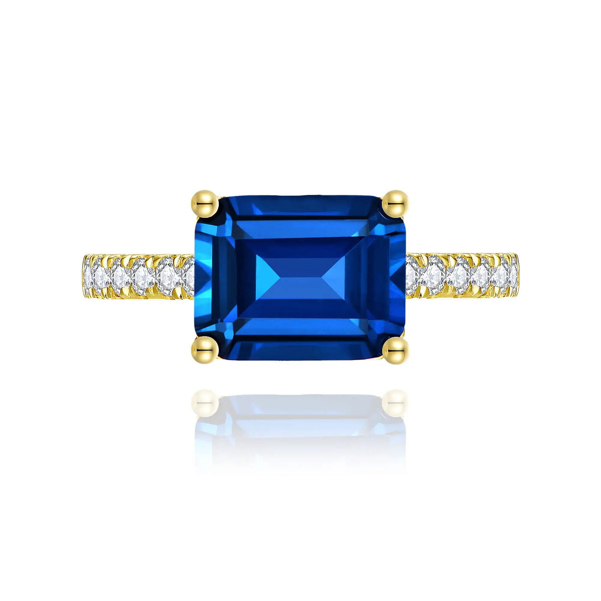 Radiant Emerald-Cut Lab-Grown Sapphire Diamond Ring