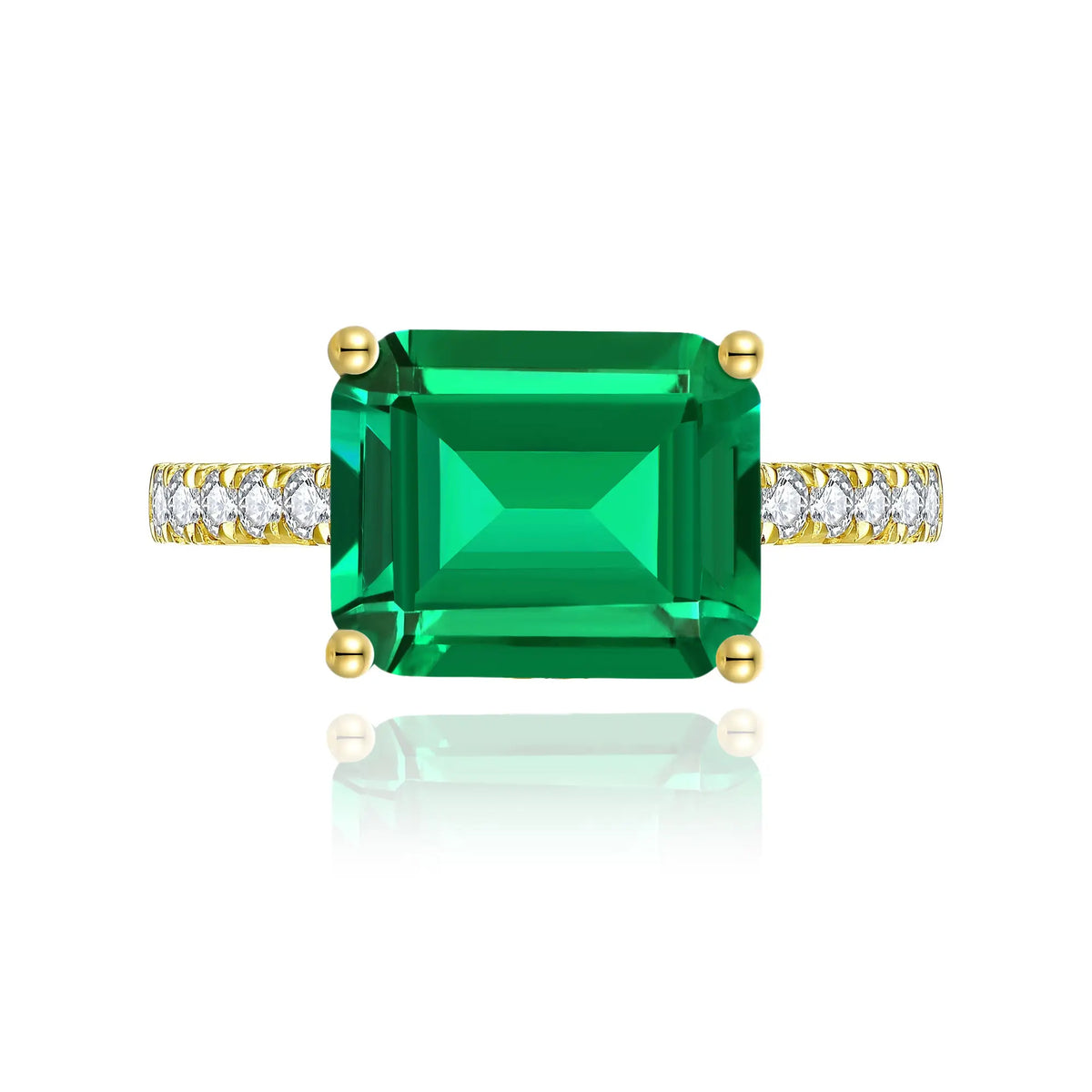 Radiant Lab-Grown Emerald Diamond Ring